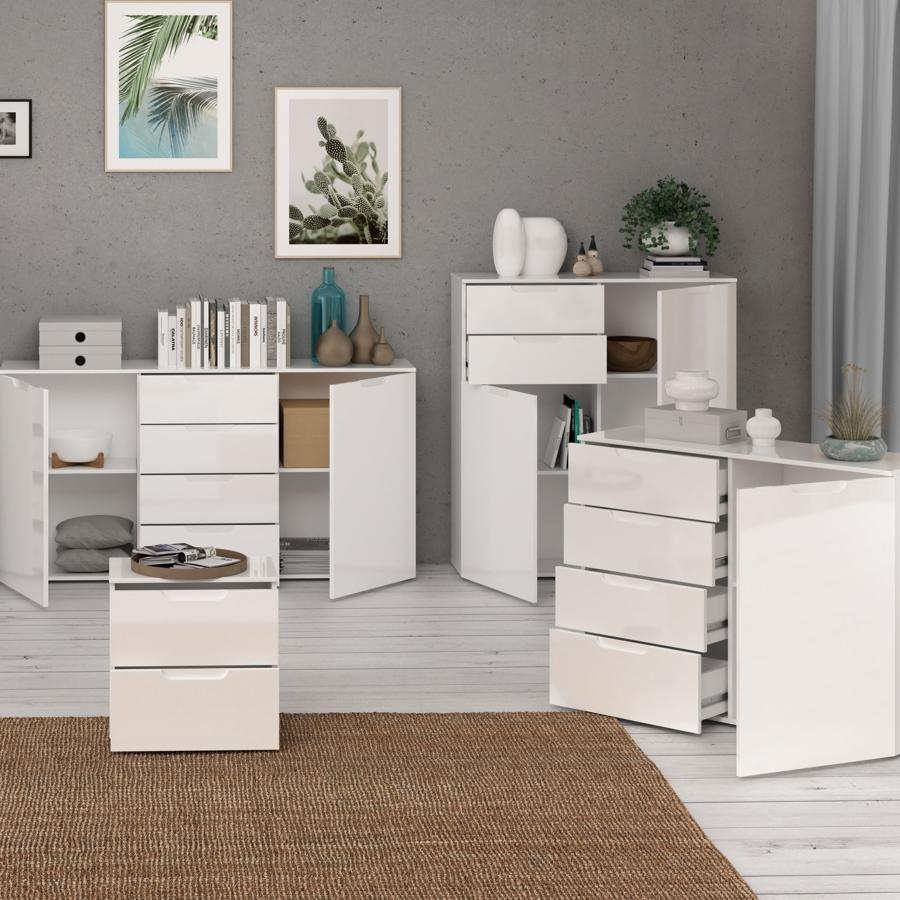 Sienna Bedside Cabinet - 2 Drawer - White Gloss