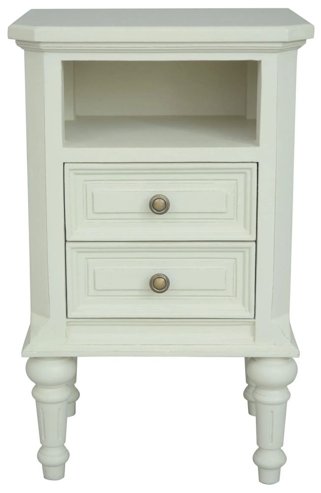 Solana French Lime White 2 Drawer Bedside Cabinet