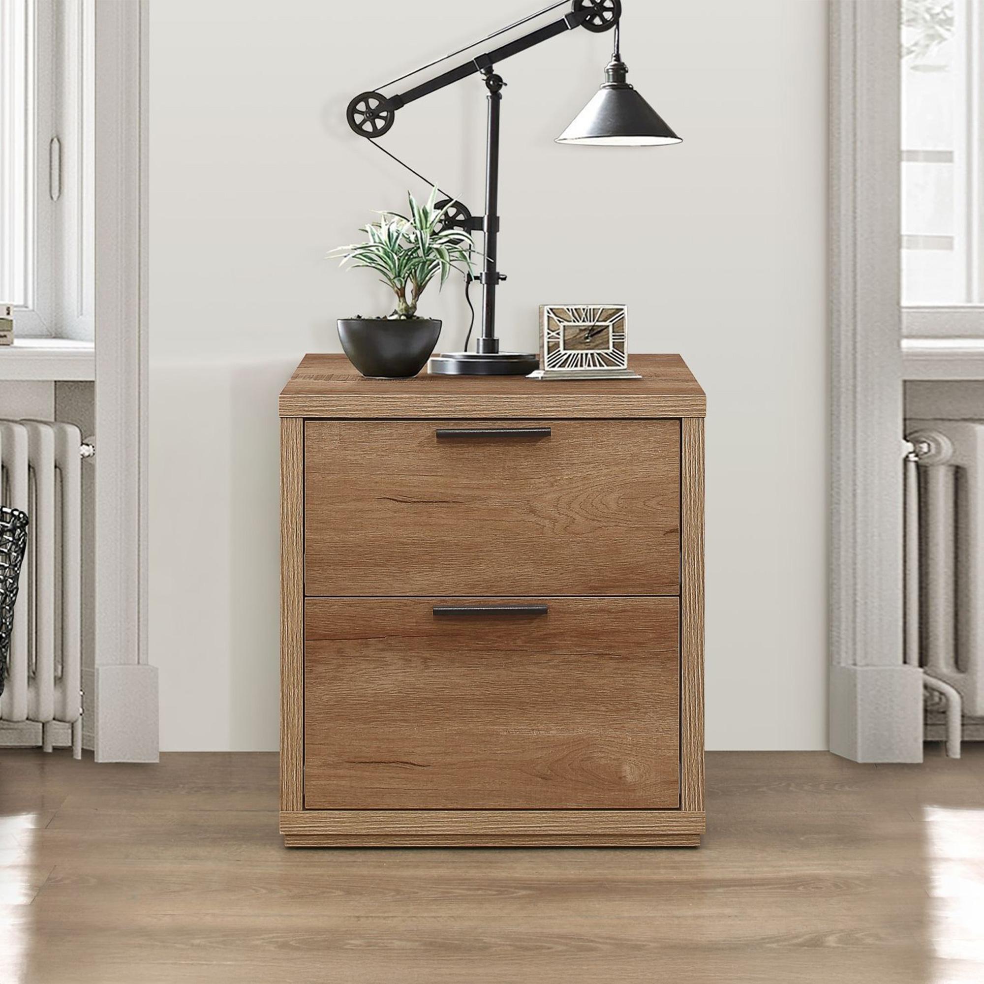 Stockwell Bedside Cabinet - 2 Drawer - Rustic Oak