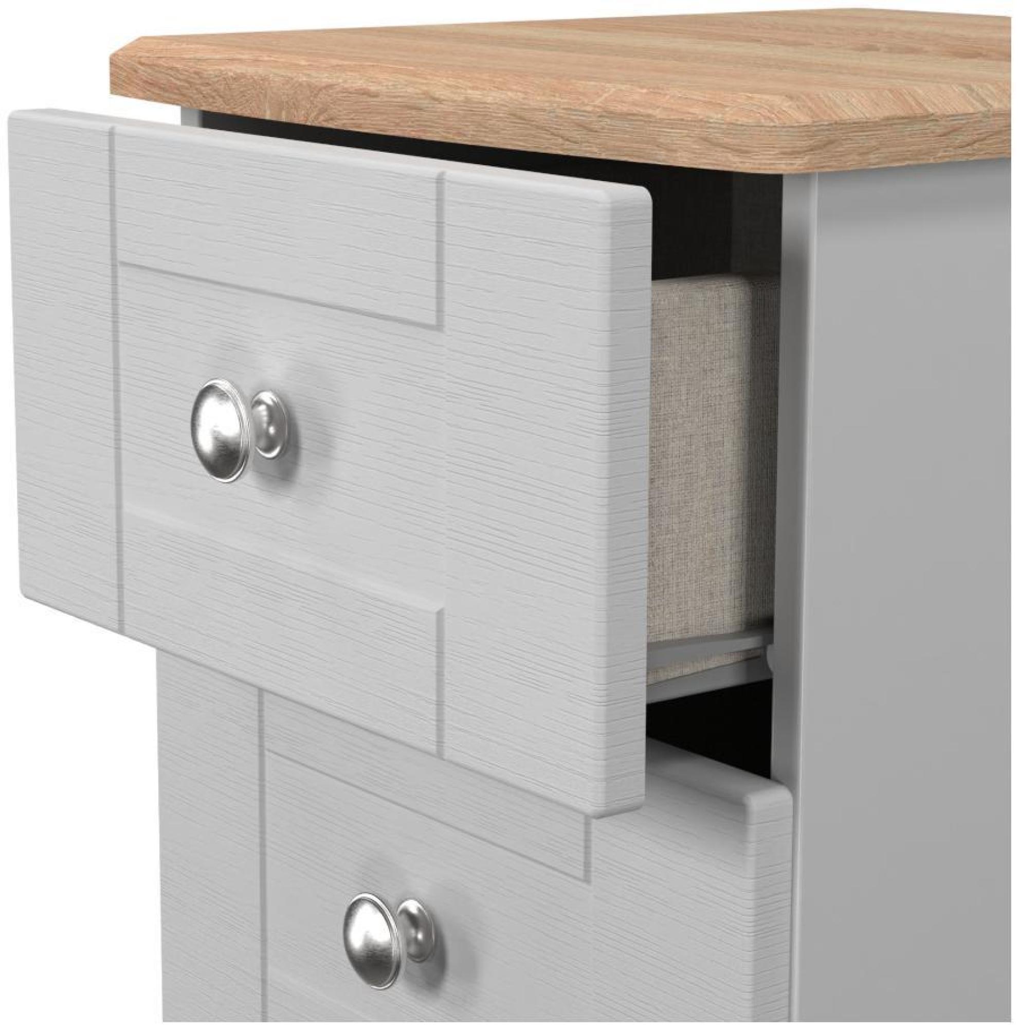 Sussex Bedside Cabinet - 3 Drawer - Grey and Oak