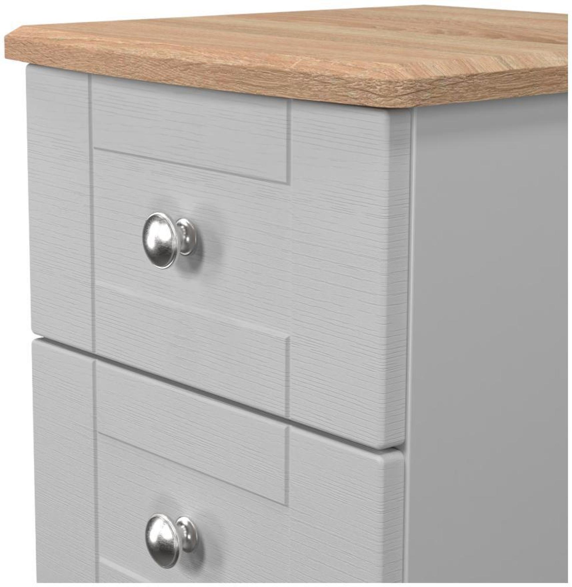 Sussex Bedside Cabinet - 2 Drawer - Grey and Oak