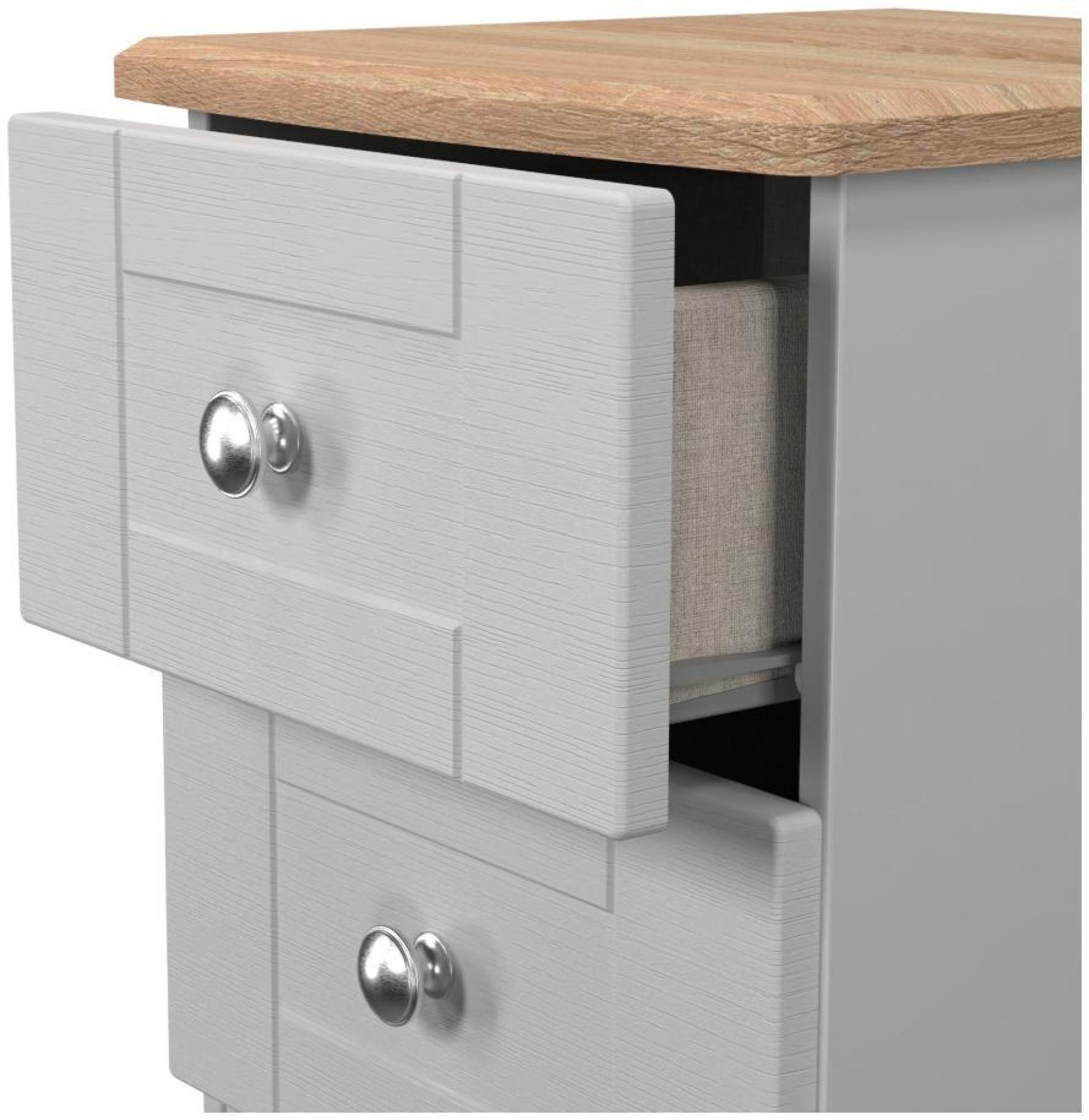 Sussex Bedside Cabinet - 2 Drawer - Grey and Oak