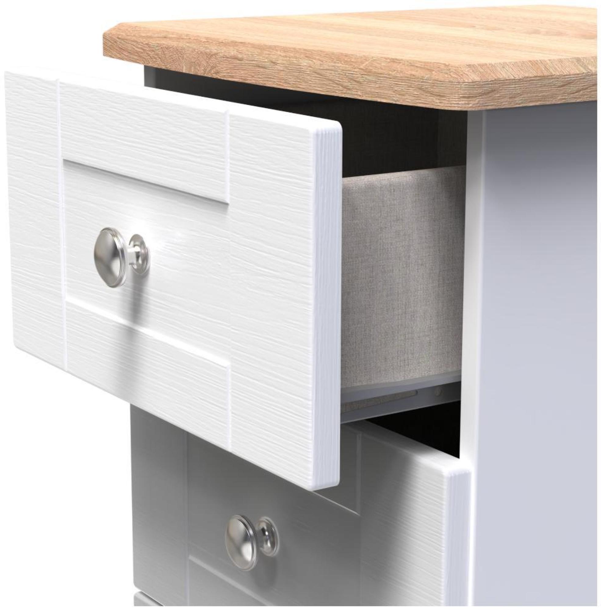 Sussex Bedside Cabinet - 3 Drawer - White and Oak