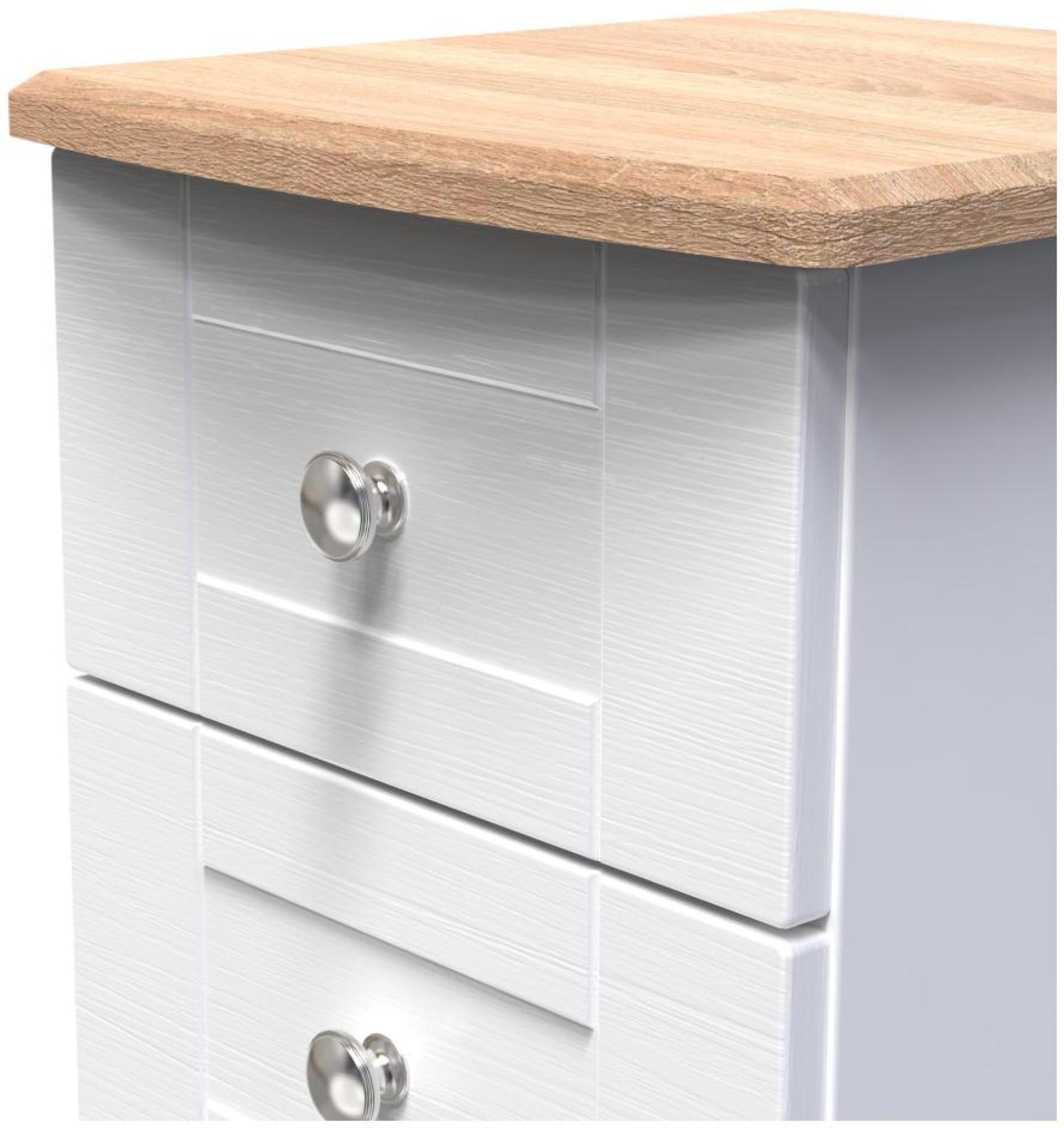Sussex Bedside Cabinet - 2 Drawer - White and Oak