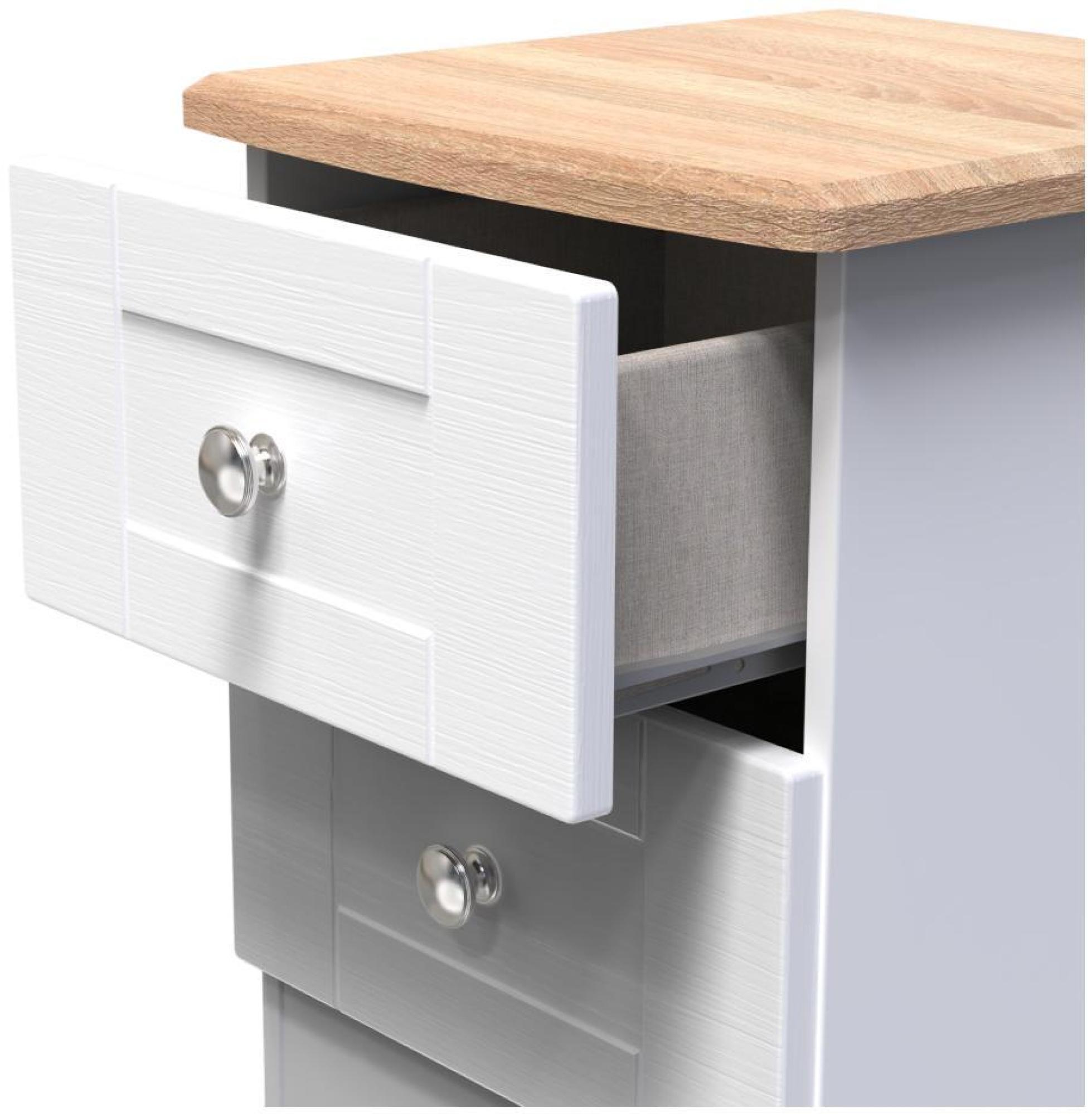 Sussex Bedside Cabinet - 2 Drawer - White and Oak