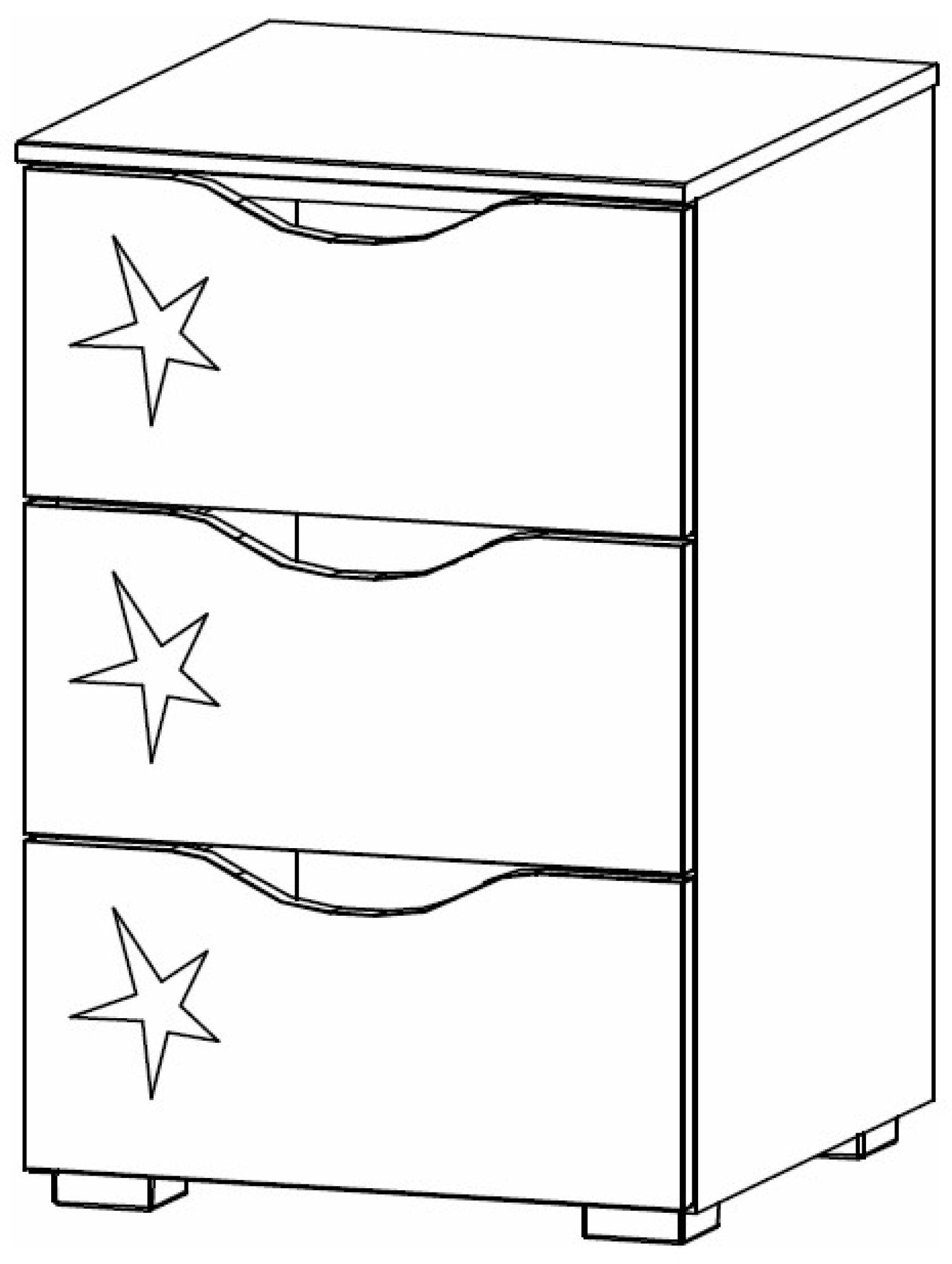 67T1 : 3 Drawer Bedside Cabinet in High Polish Front