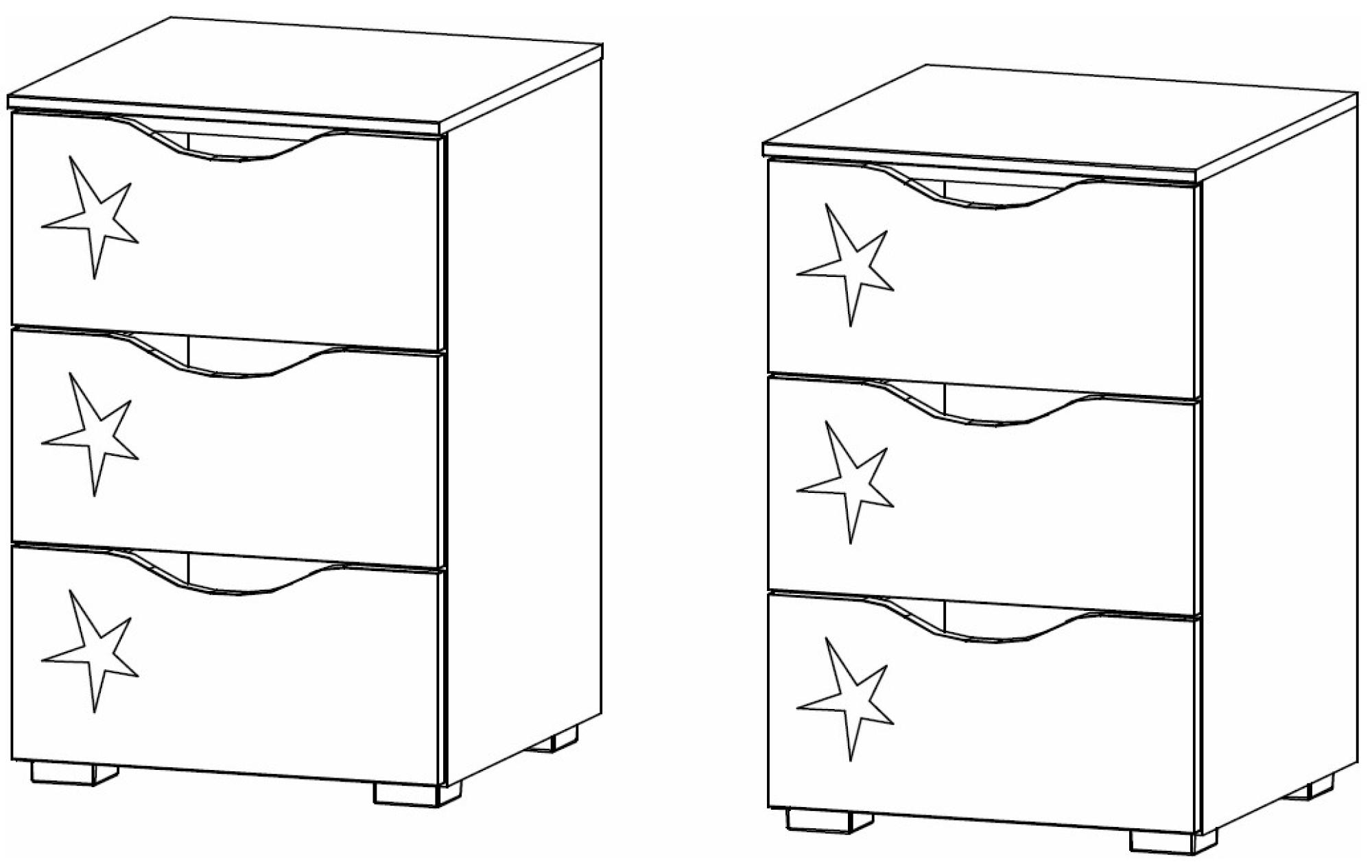 67T2 : 3 Drawer Bedside Cabinet in High Polish Front (Pair)