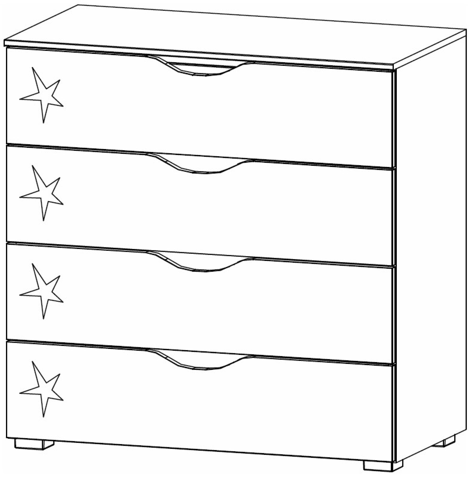 67T4 : 4 Drawer Wide Chest in High Polish Front