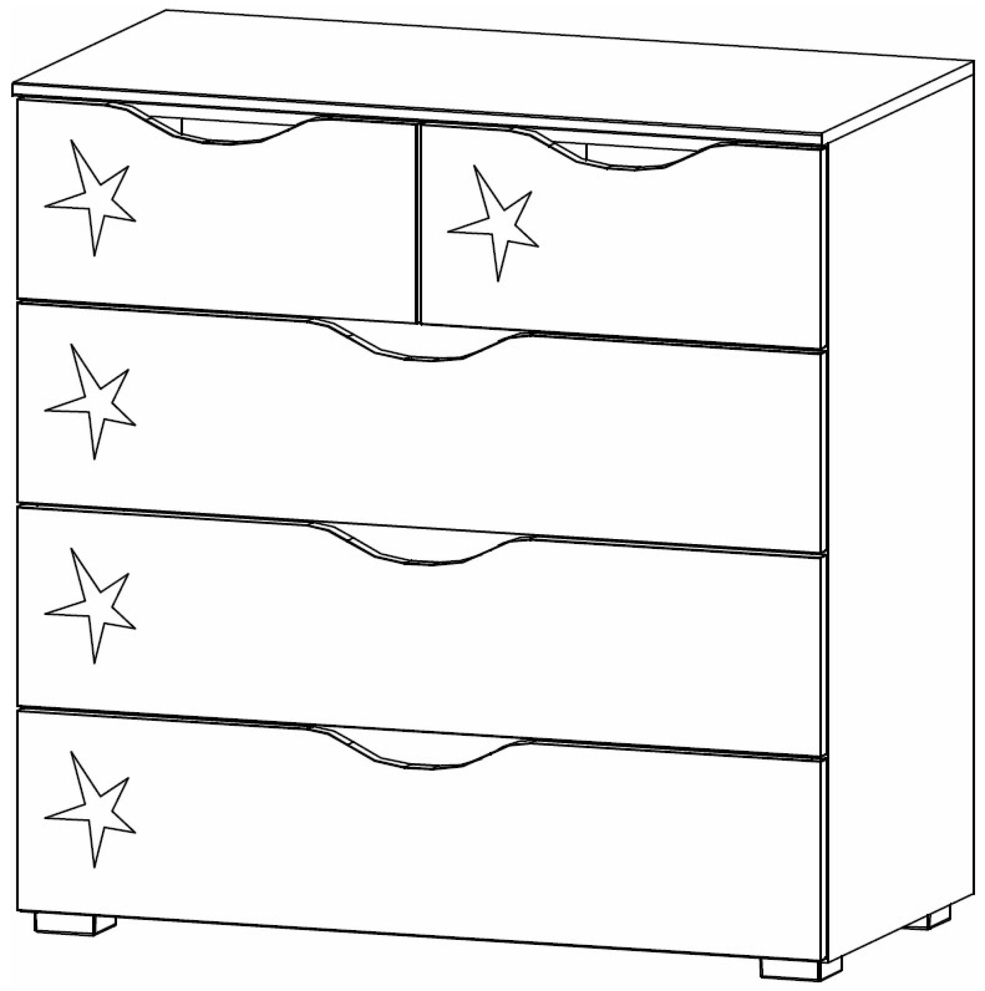 67T5 : 5 Drawer Chest in High Polish Front