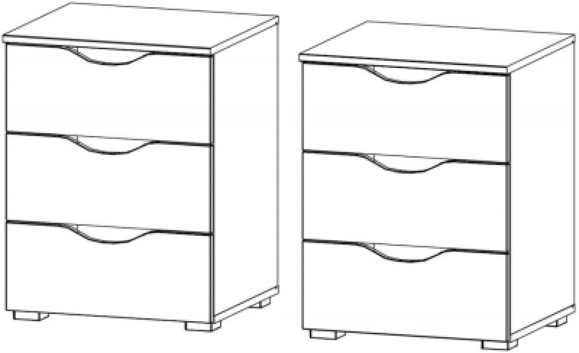 67V5 : 3 Drawer Bedside Cabinet (Pair)