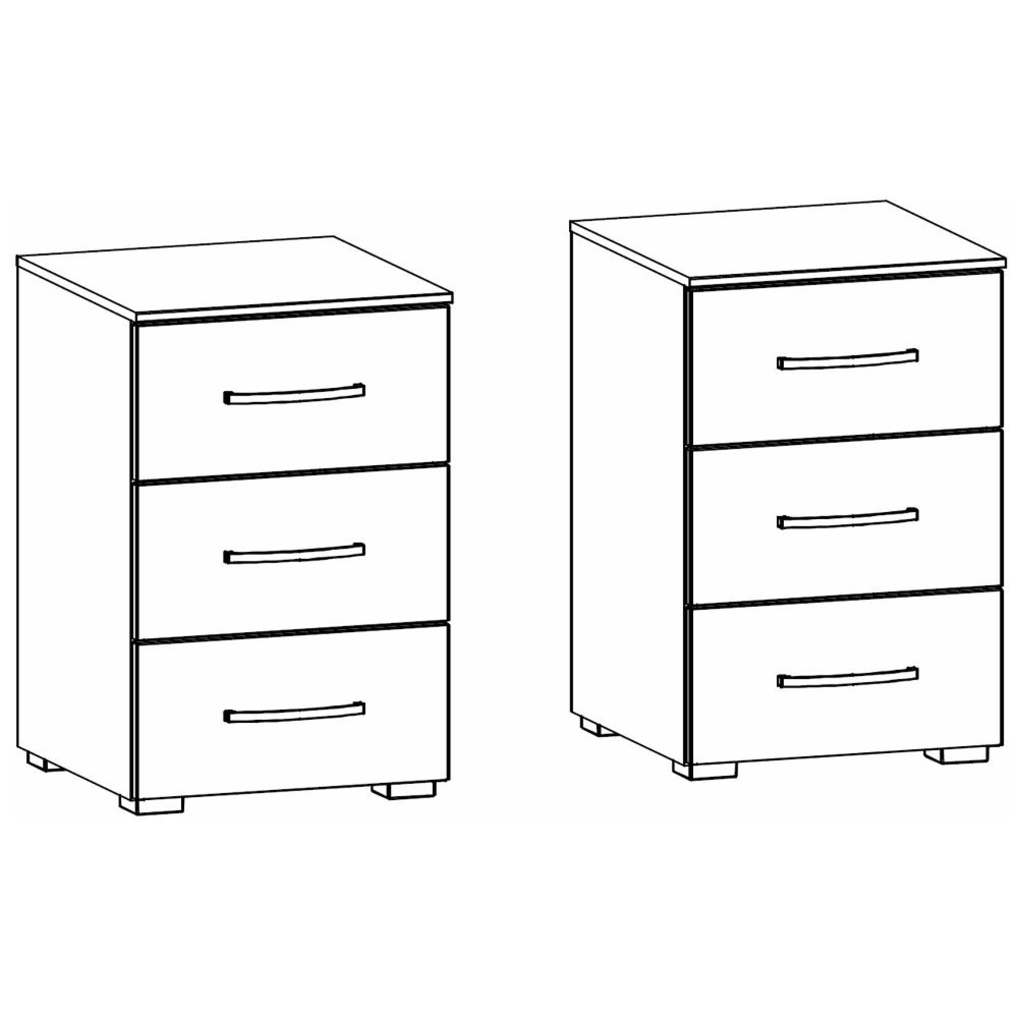 3 Drawer Bedside Cabinet (Pair)