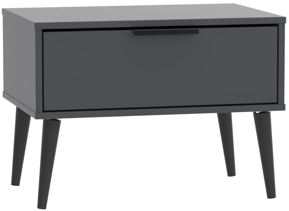 Hong Kong 1 Drawer Midi Chest with Wooden Legs - Graphite