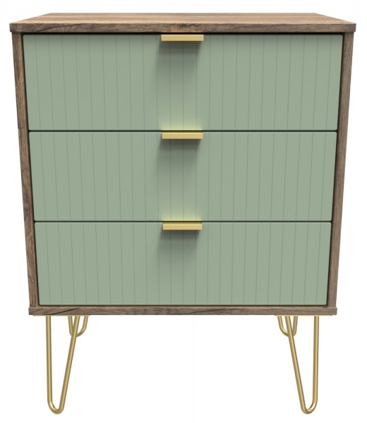 Reed Green Front and Vintage Oak Base Unit with Gold Hair Pin Style Metal Legs