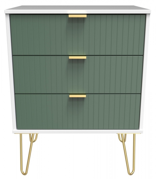Reed Green Front and White Matt Base Unit with Gold Hair Pin Style Metal Legs