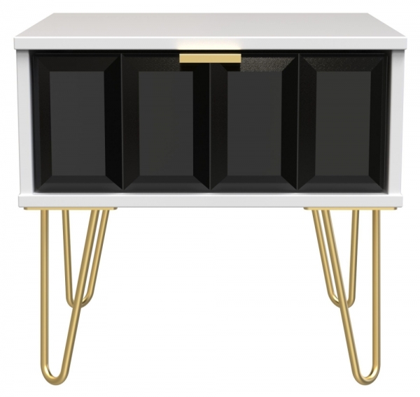 Diamond Black Front and White Matt Base Unit with Gold Hair Pin Style Metal Legs