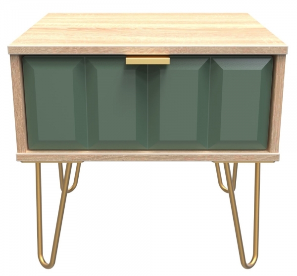 Labrador Front and Bardolino Oak Base Unit with Gold Hair Pin Style Metal Legs