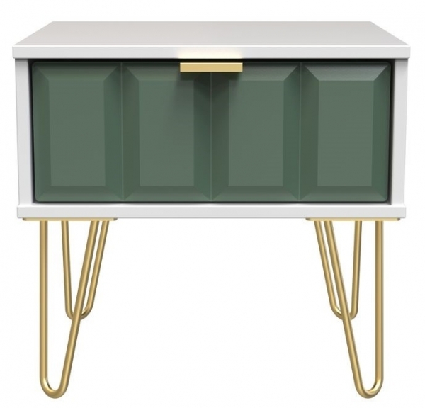 Labrador Front and White Matt Base Unit with Gold Hair Pin Style Metal Legs