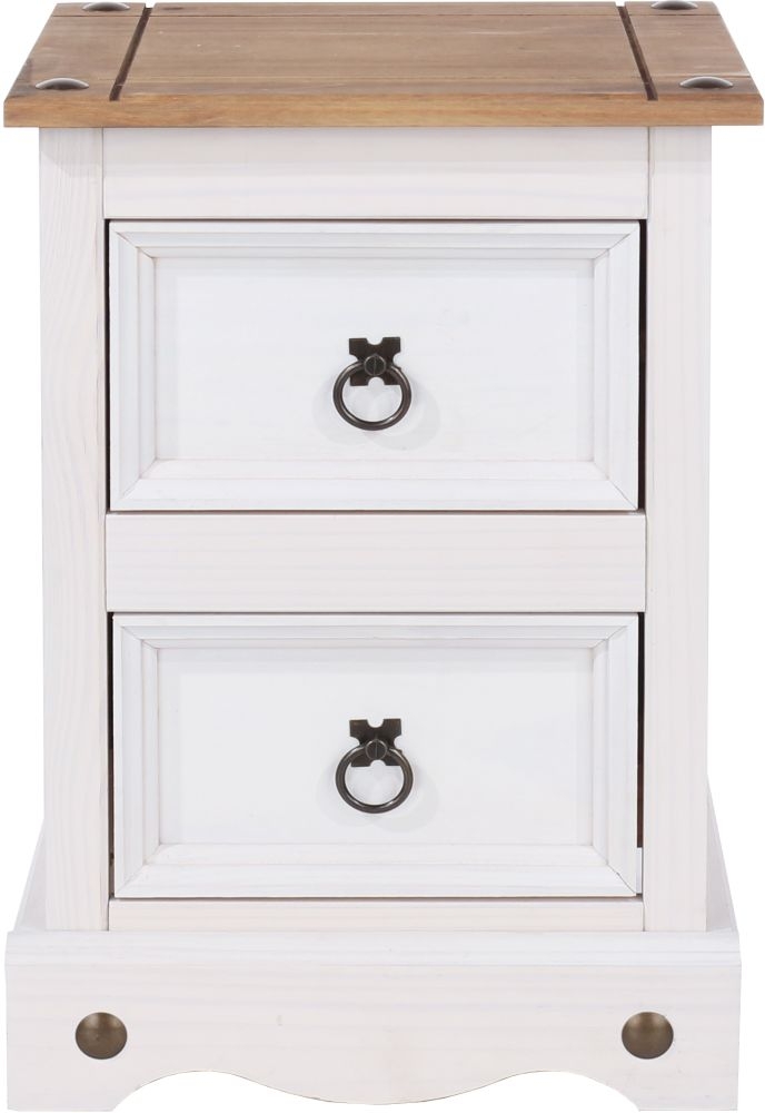 Corona White Mexican Pine 2 Drawer Petite Bedside Cabinet