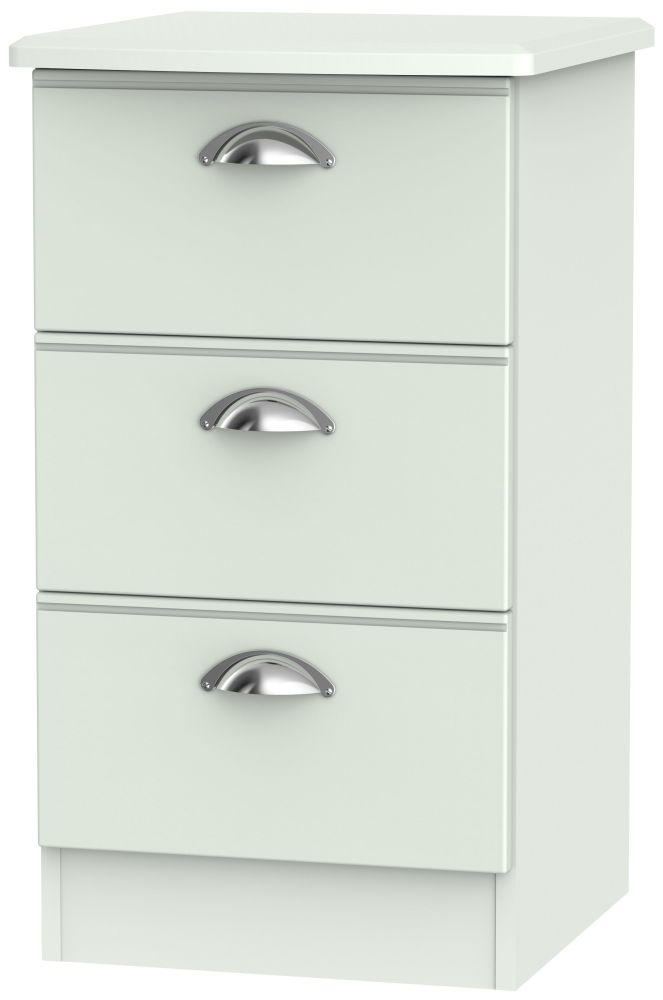 Victoria 3 Drawer Bedside Cabinet - Grey Matt