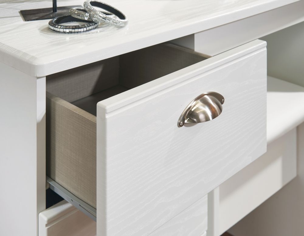 Victoria Bedside Cabinet - 3 Drawer - White