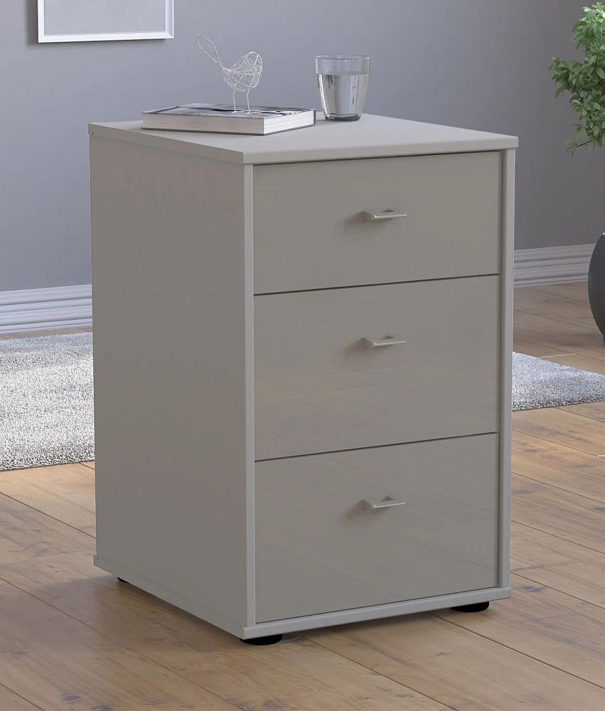 Rialto Bedside Cabinet - 3 Drawer - Pebble Grey