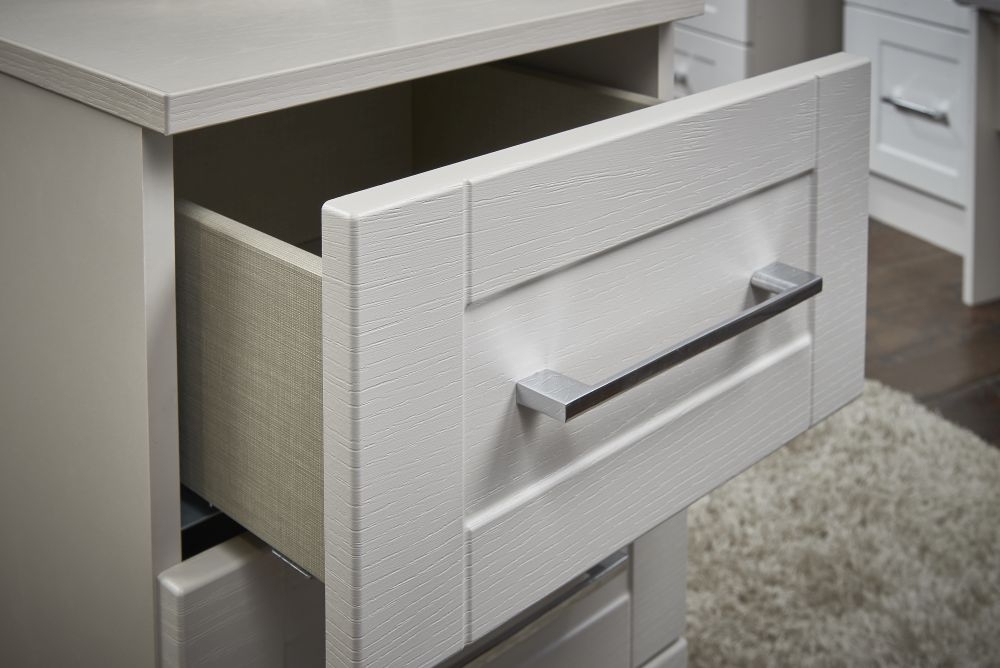 York Bedside Cabinet - 3 Drawer - Cashmere