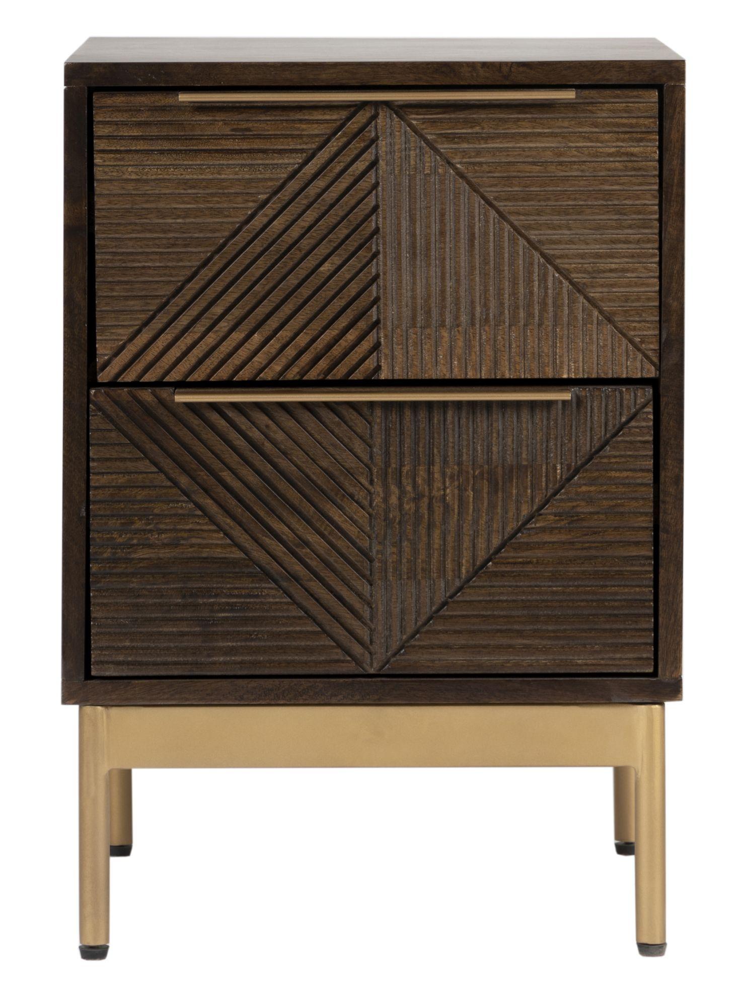 Zaine Walnut 2 Drawer Bedside Cabinet