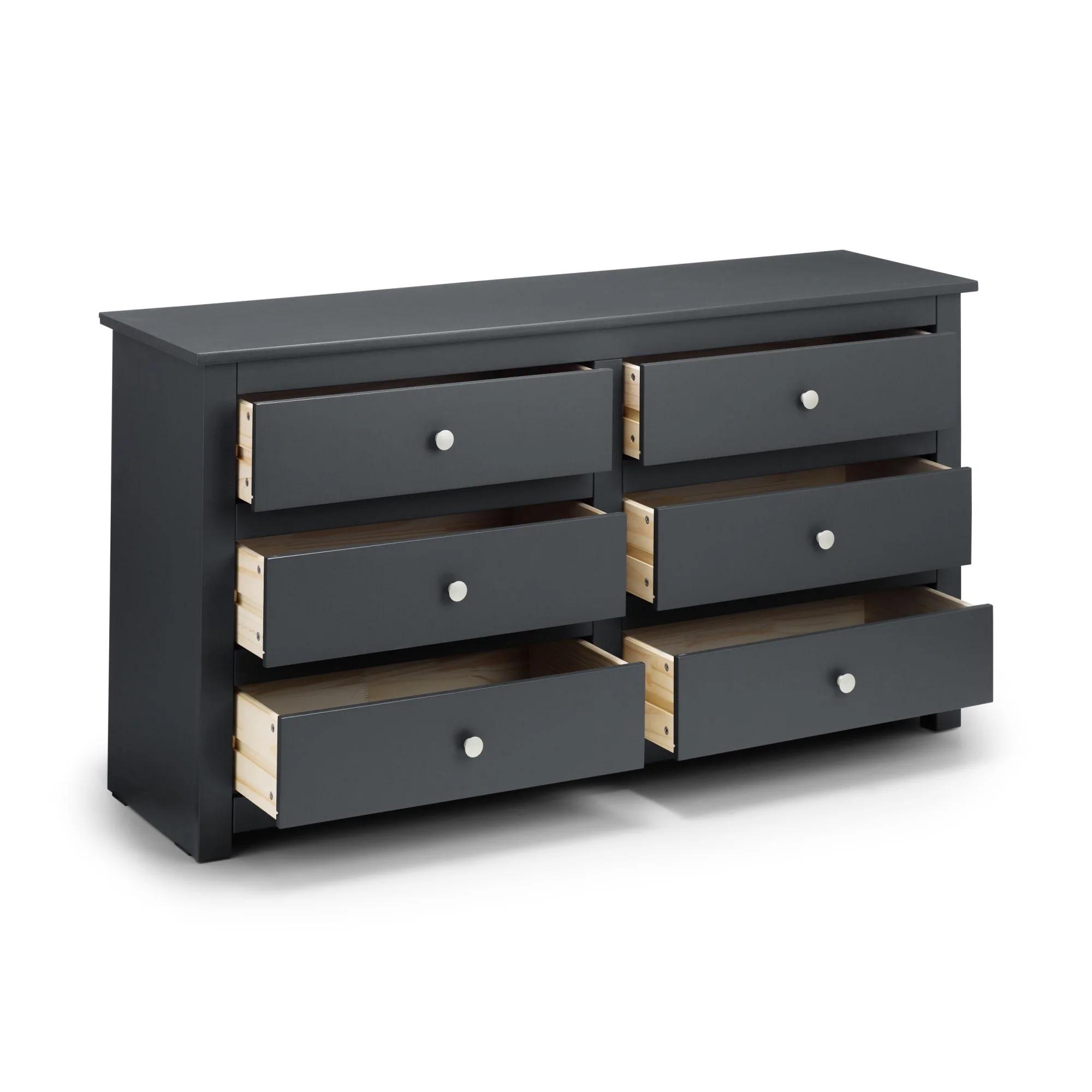 Radley Chest of Drawers - 6 Drawer - Wide - Dark Grey