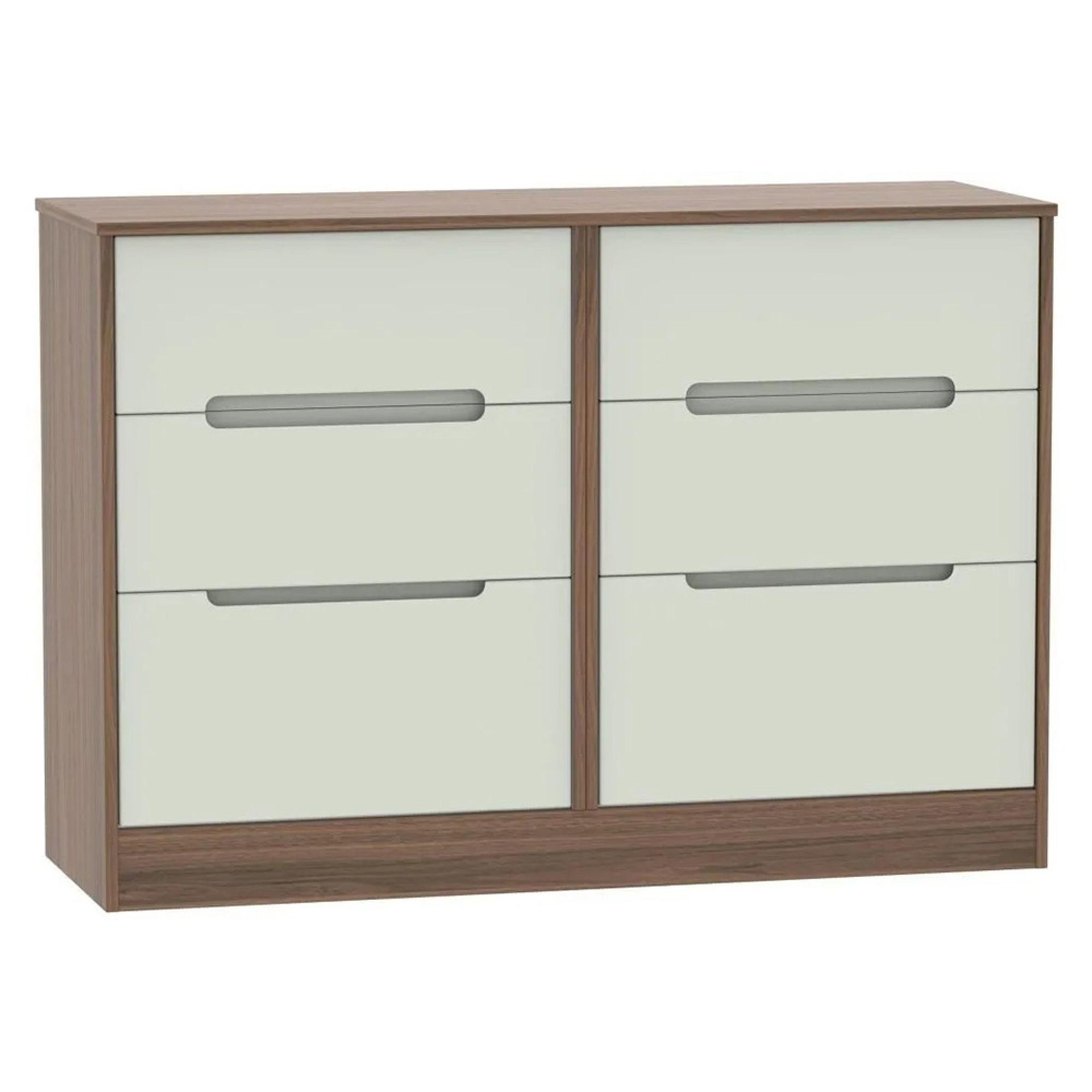 Monaco Chest - Midi - 6 Drawer - Cashmere and Carini Walnut