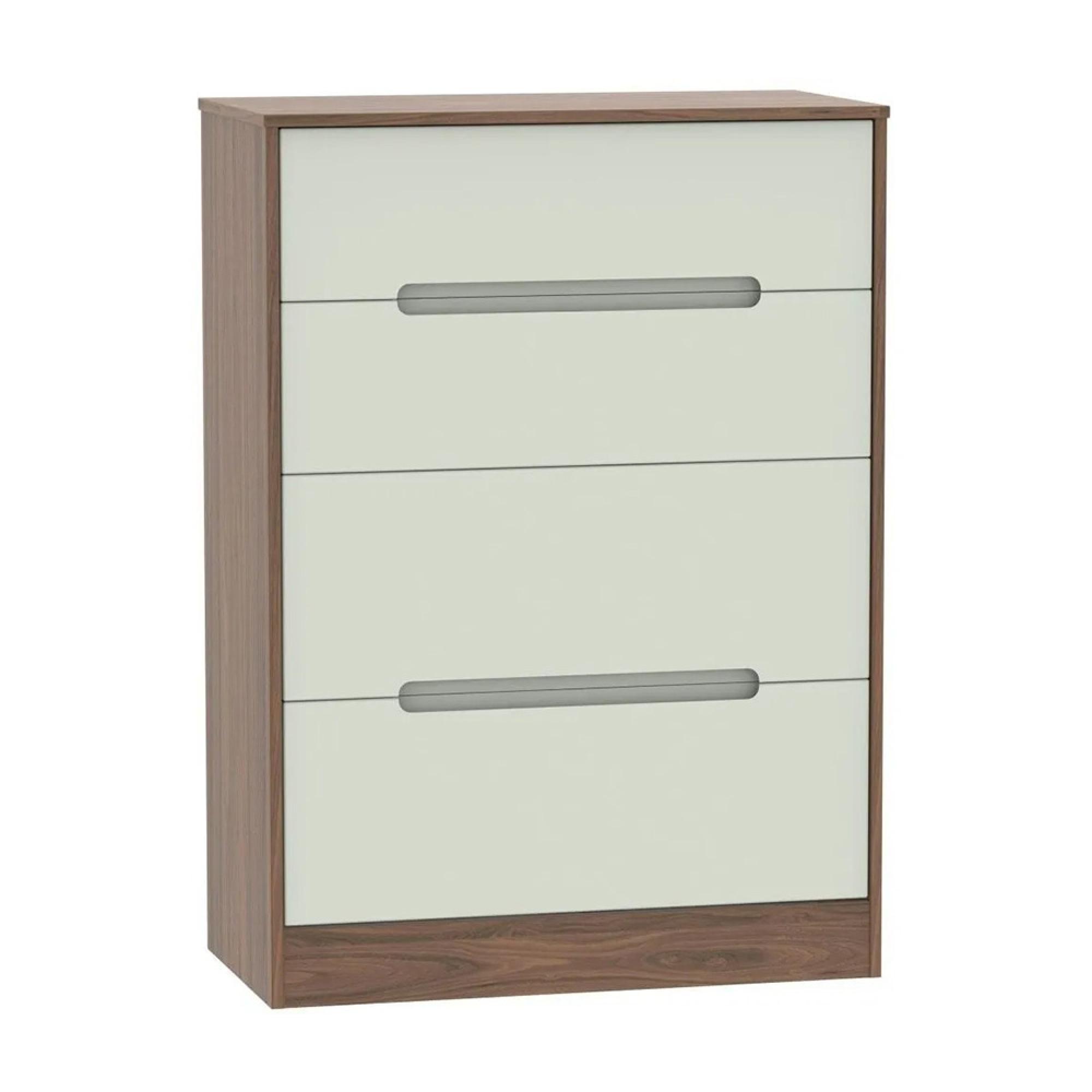 Monaco Chest - Deep - 4 Drawer - Cashmere and Carini Walnut