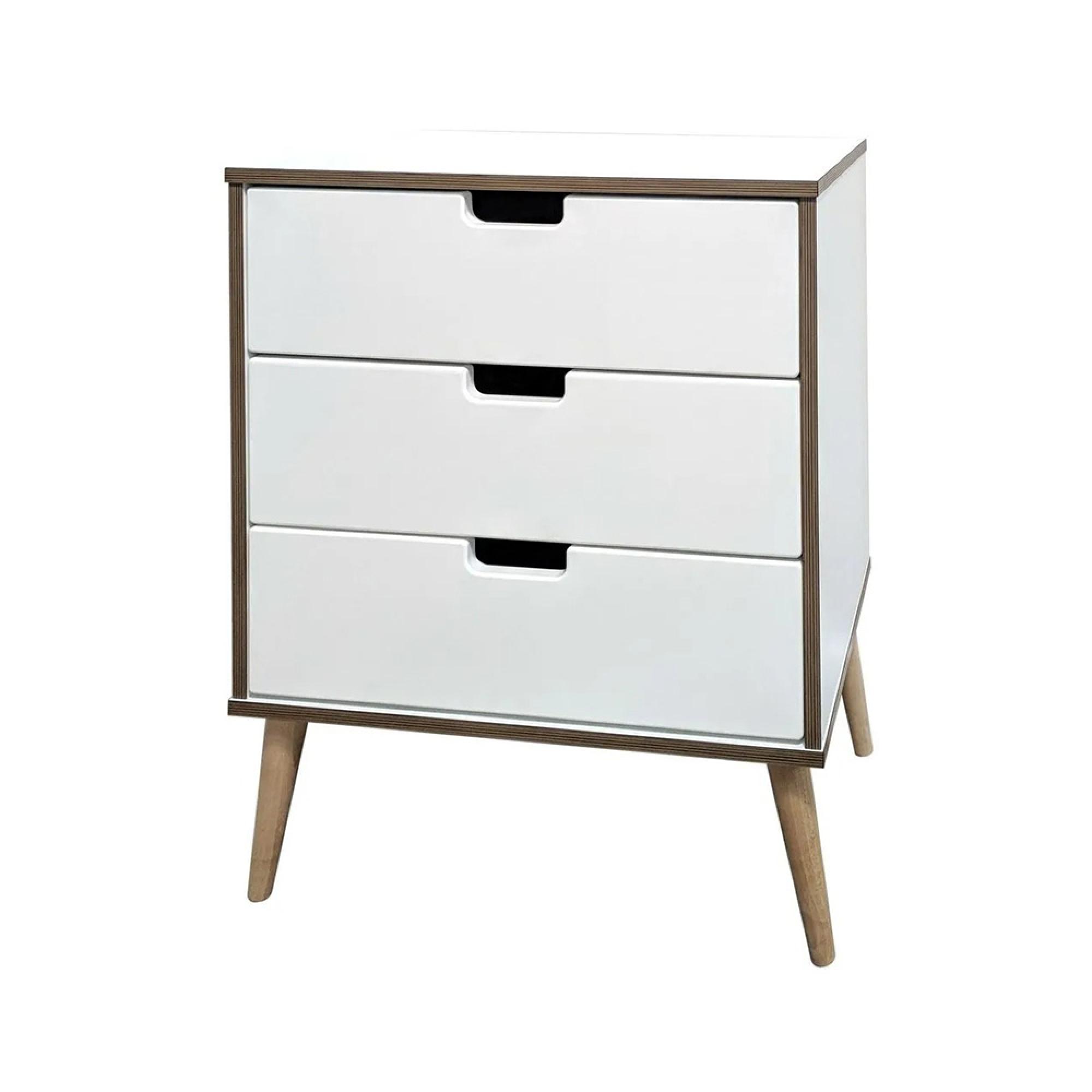 Shanghai Midi Chest - 3 Drawer - Natural Legs - White