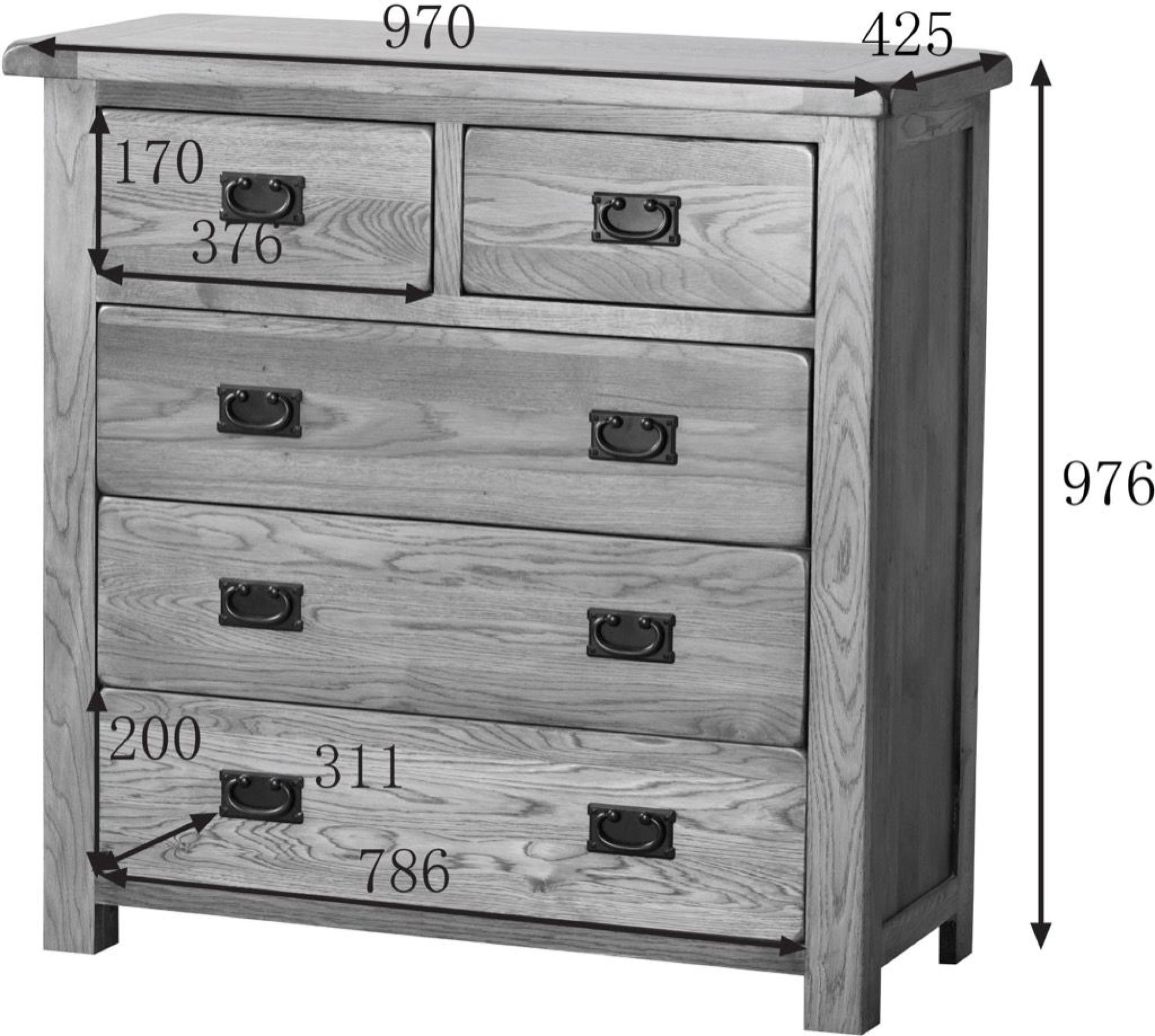 Originals Chest - 2+3 Drawer - Wide - Rustic Oak