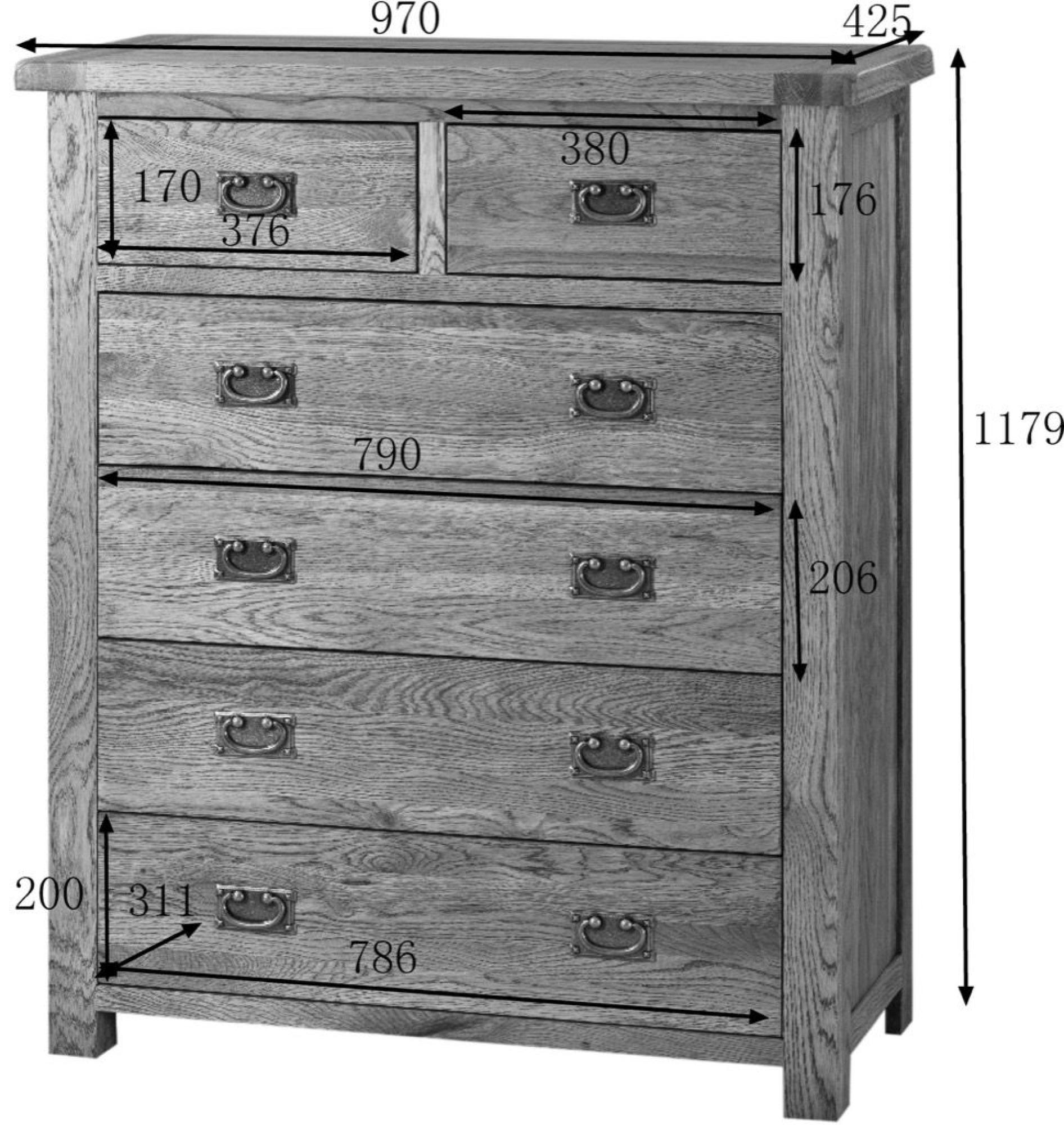 Kent Chest - 4+2 Drawer - Tall - Oak