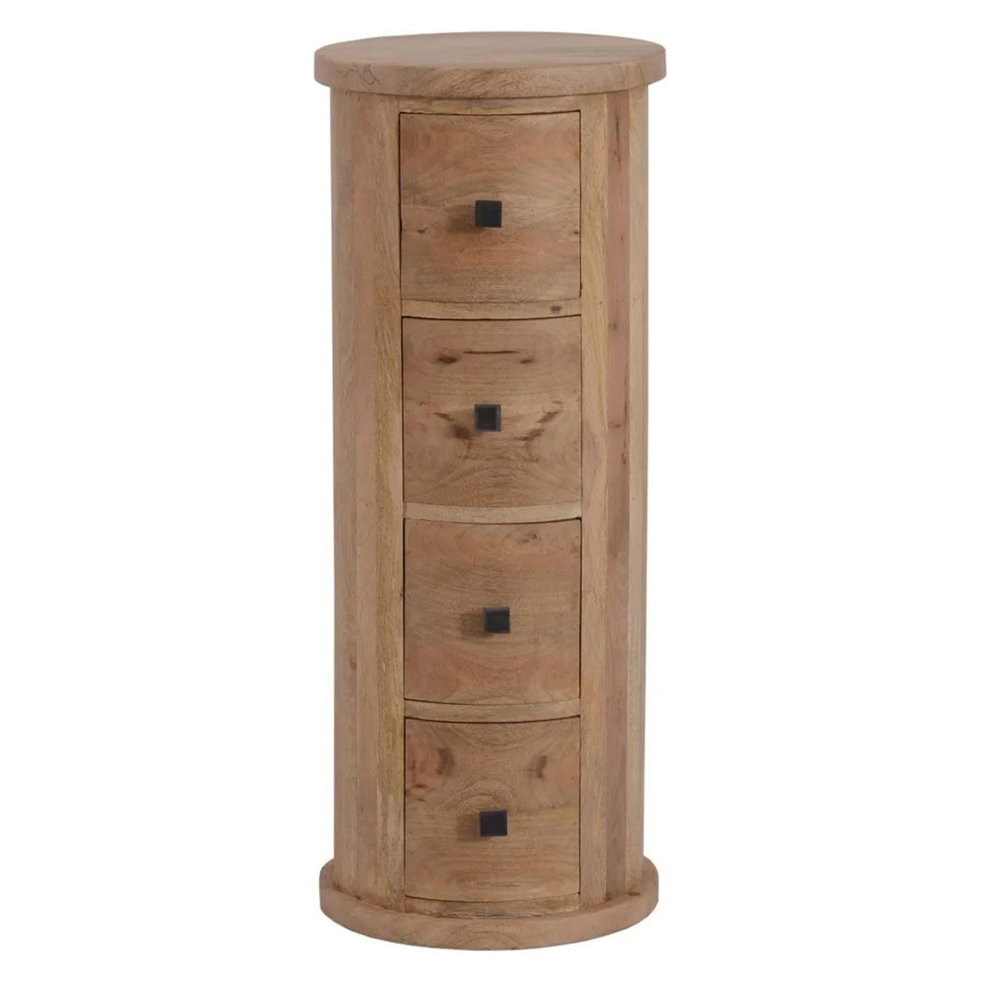 Silvasa Chest - 4 Drawer - Narrow - Drum - Mango Wood