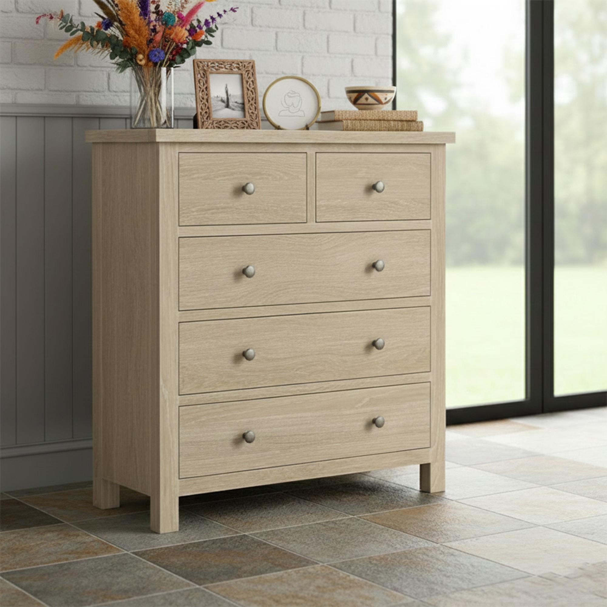 Modern Country Oak - Chest of Drawers - 2+3 Drawer
