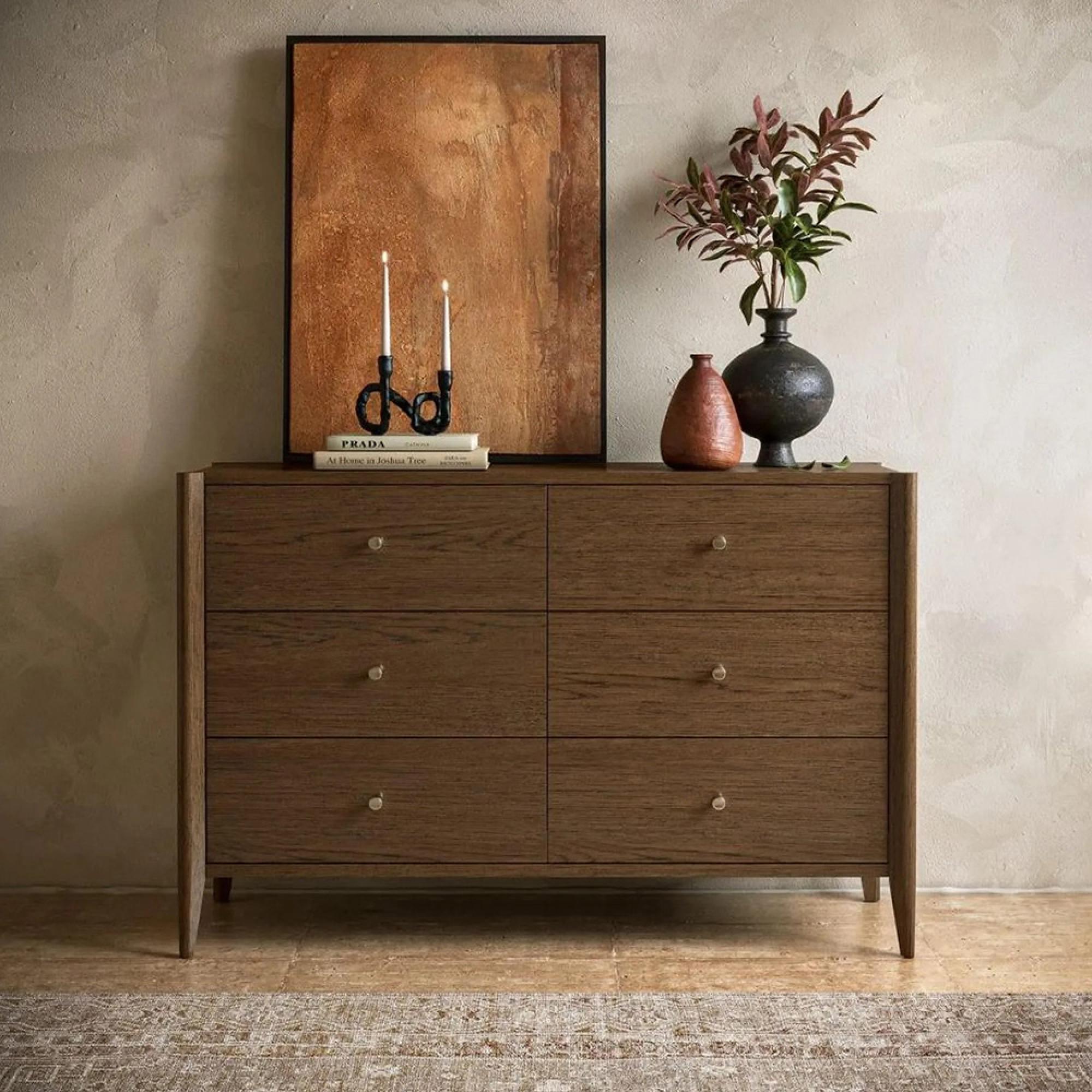 Paris Wide Chest - 6 Drawer - Dark Oak