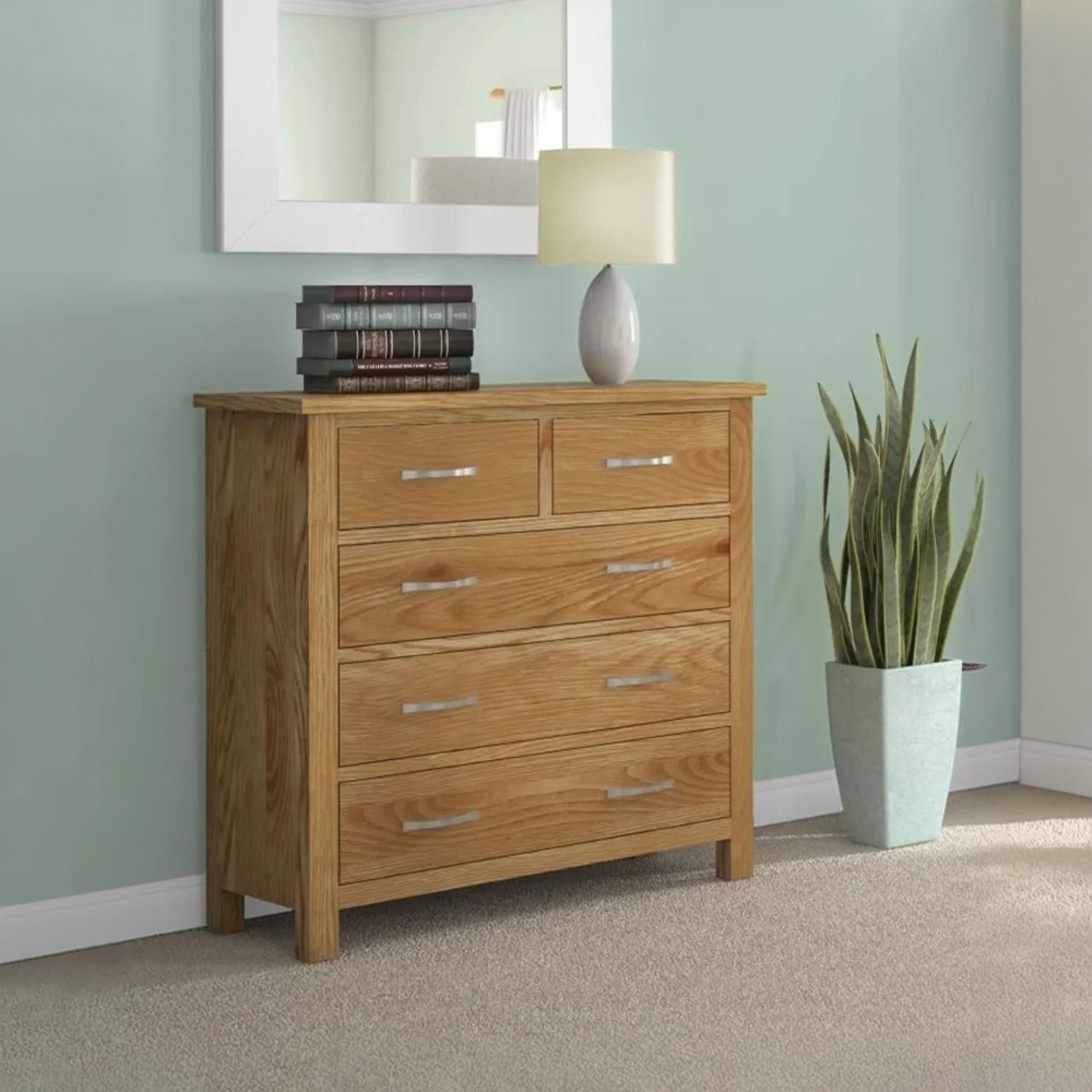 New Trinity Chest - 3+2 Drawer - Natural Oak