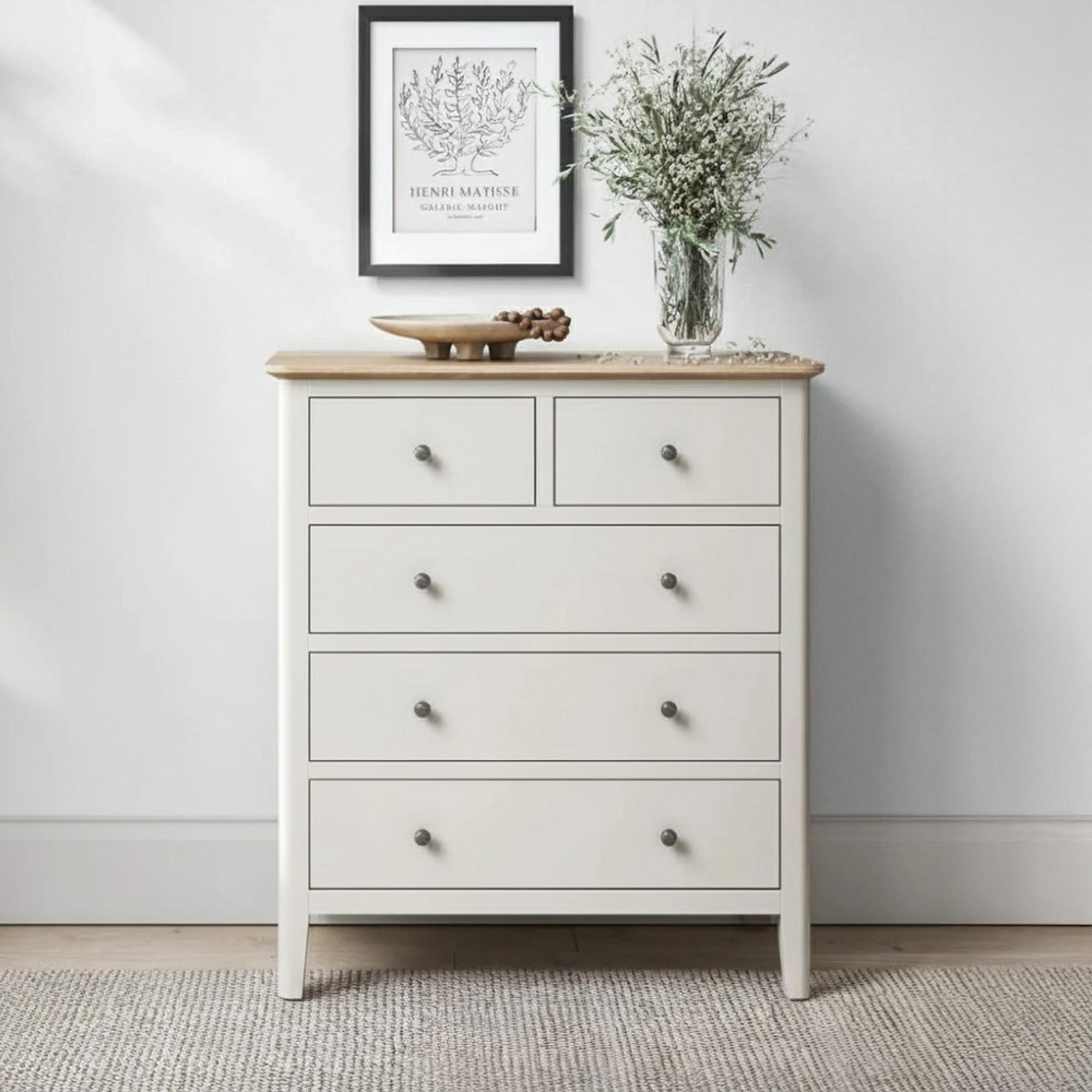 Marlow Chest of Drawers - 2+3 Drawer - White