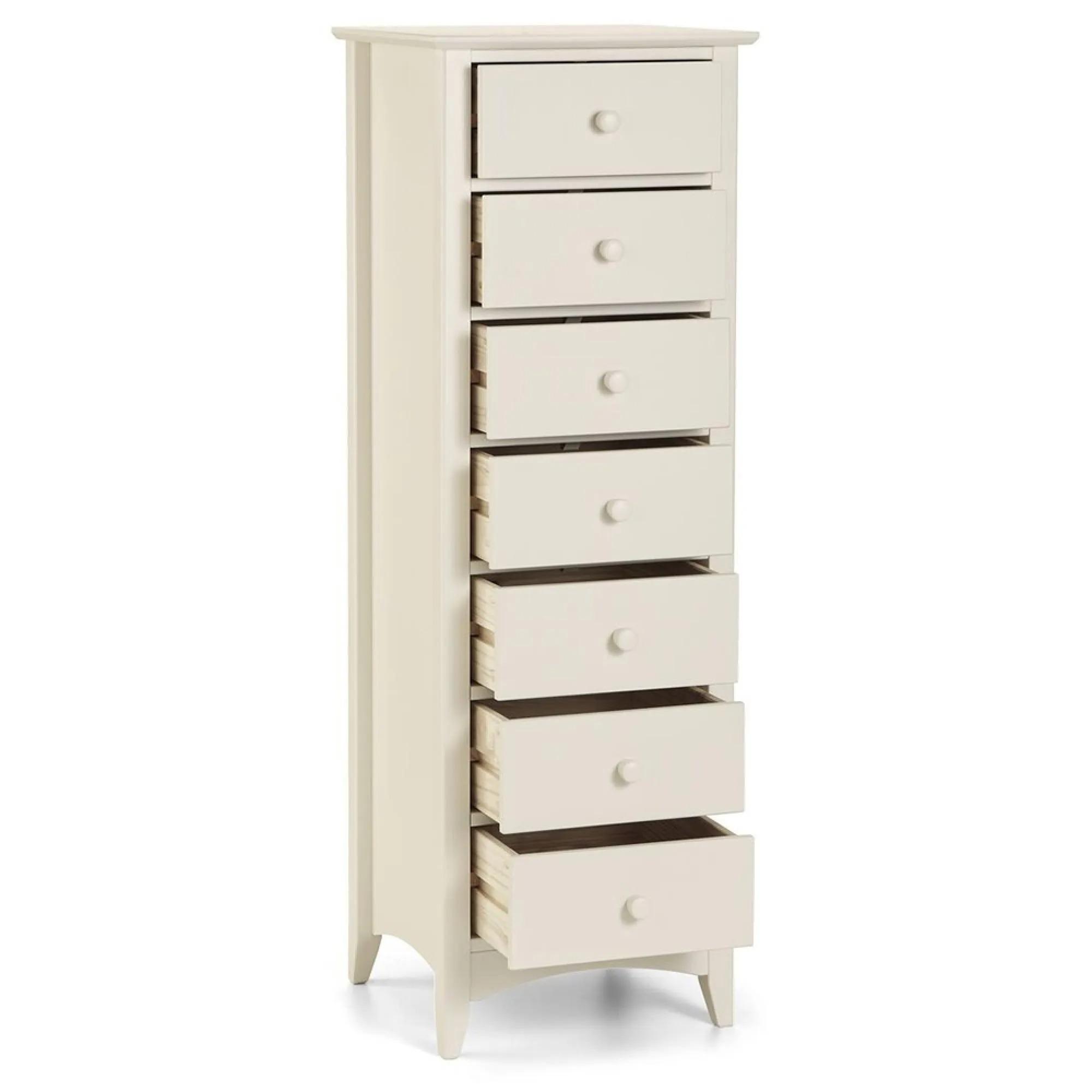 Cameo Tall Chest of Drawers - 7 Drawer - White