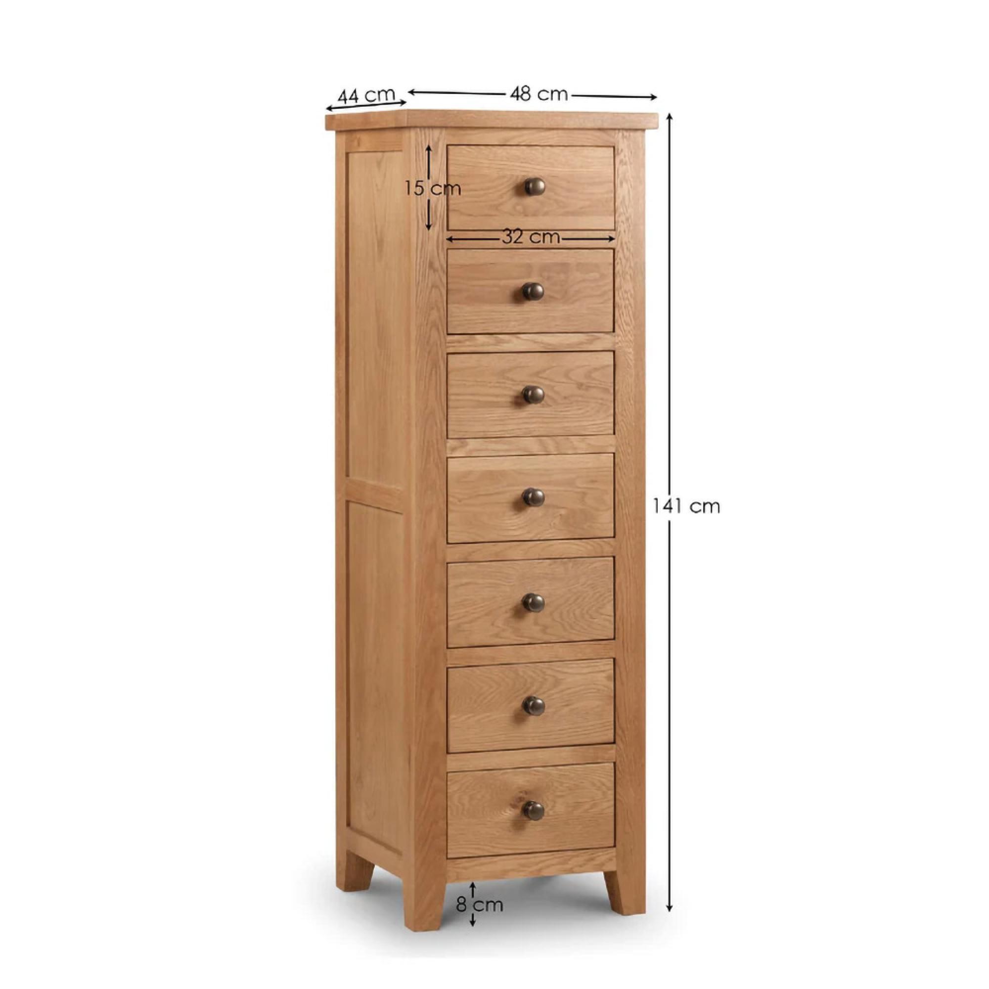 Marlborough Chest of Drawers - 7 Drawer - Tall - Oak