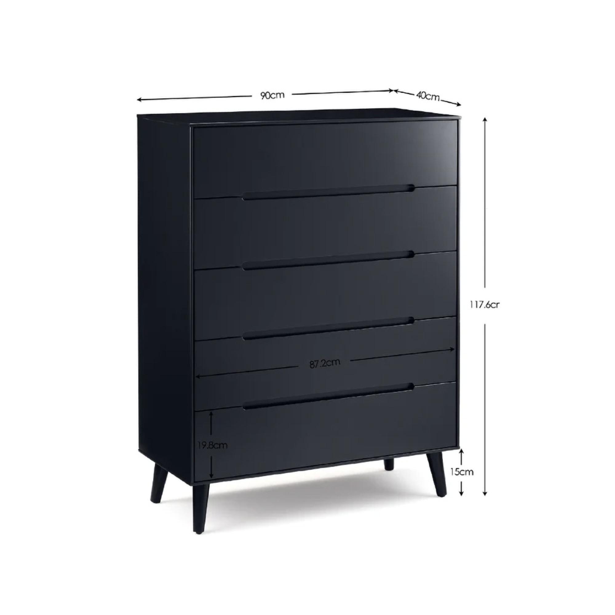 Alicia Black Midi Chest - 5 Drawer