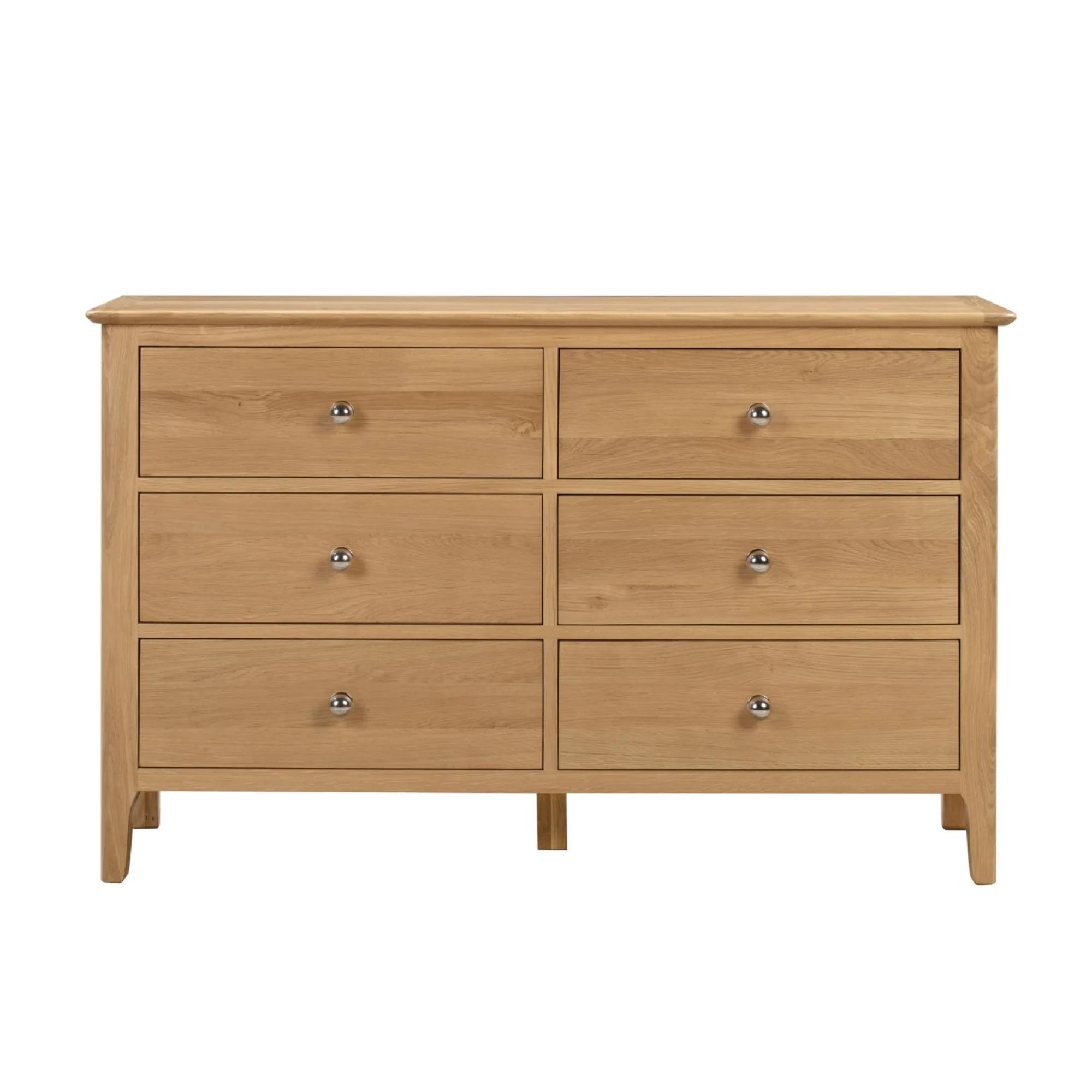 Cotswold Chest of Drawers - 6 Drawer - Wide - Oak
