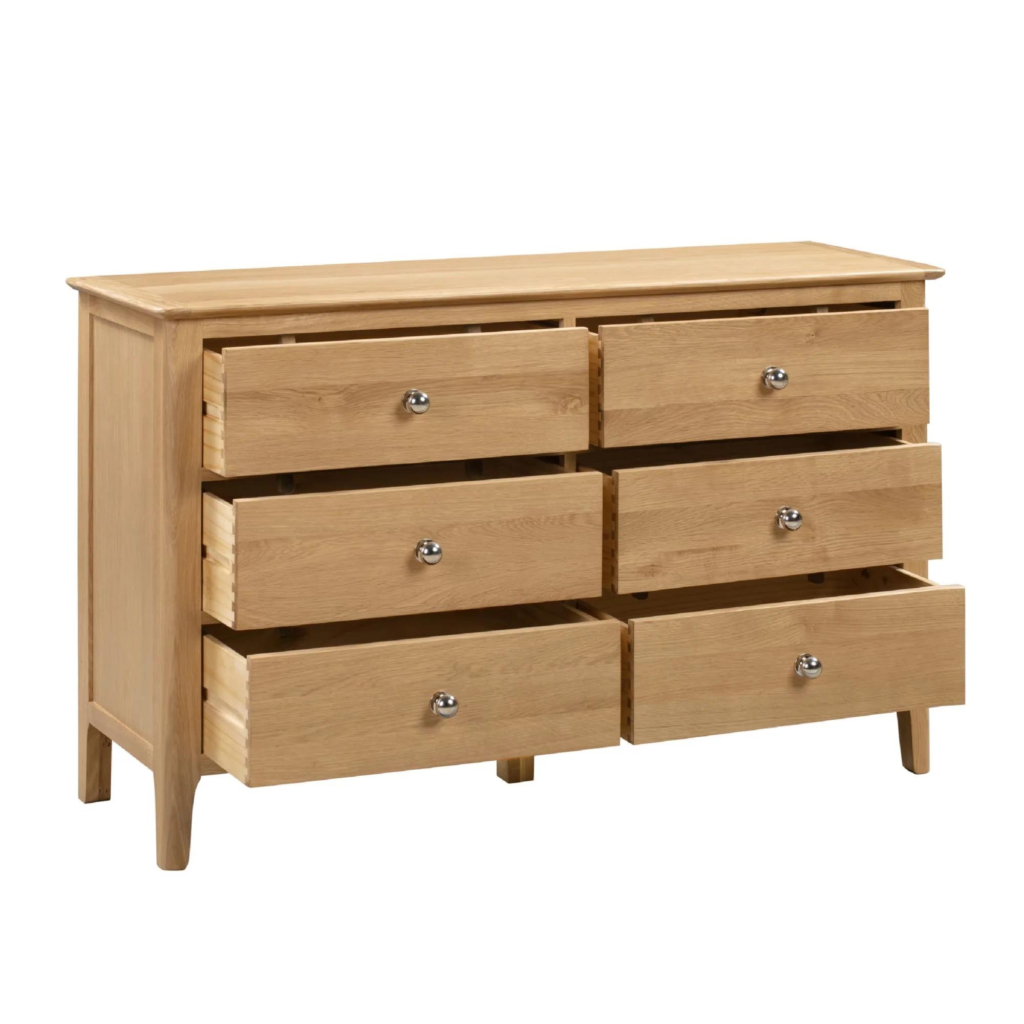 Cotswold Chest of Drawers - 6 Drawer - Wide - Oak