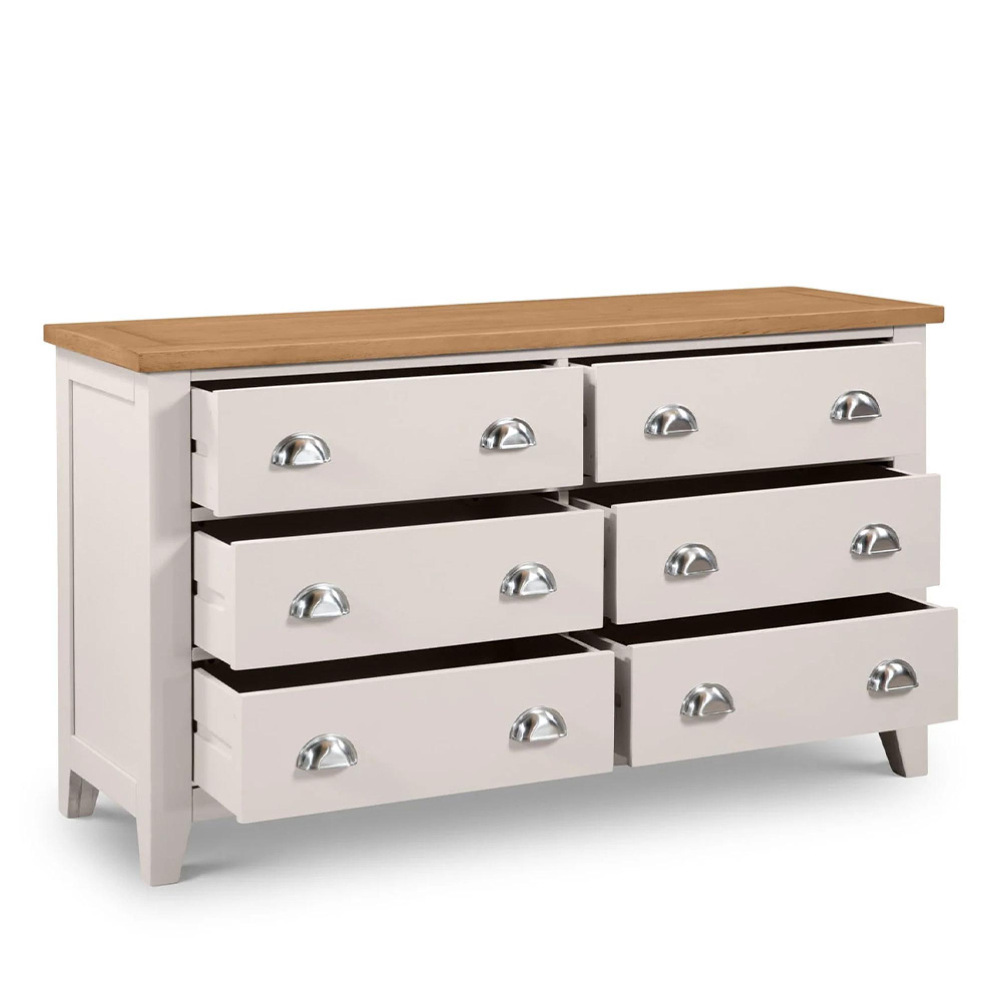 Richmond Chest of Drawers - 6 Drawer - Wide - Grey