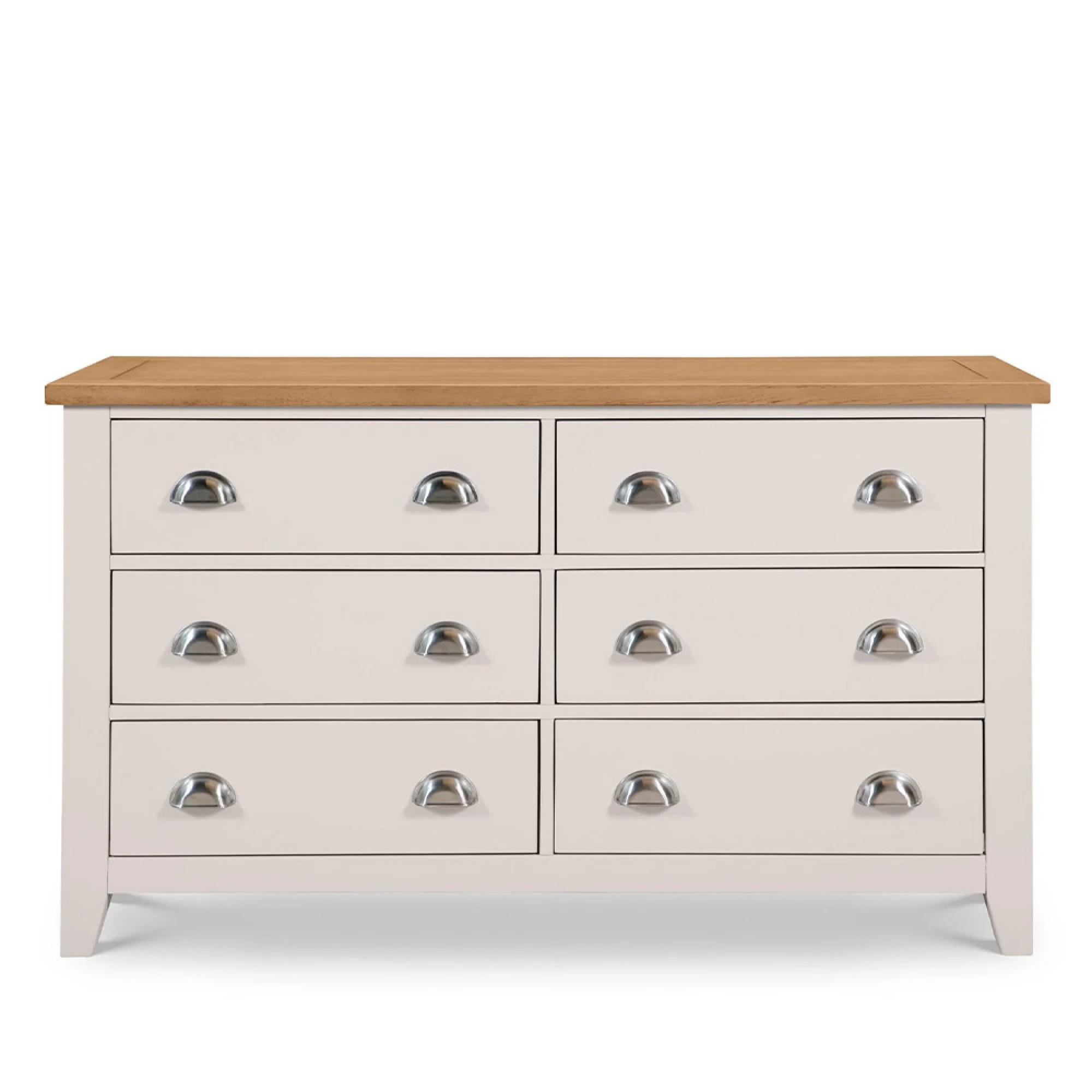 Richmond Chest of Drawers - 6 Drawer - Wide - Grey