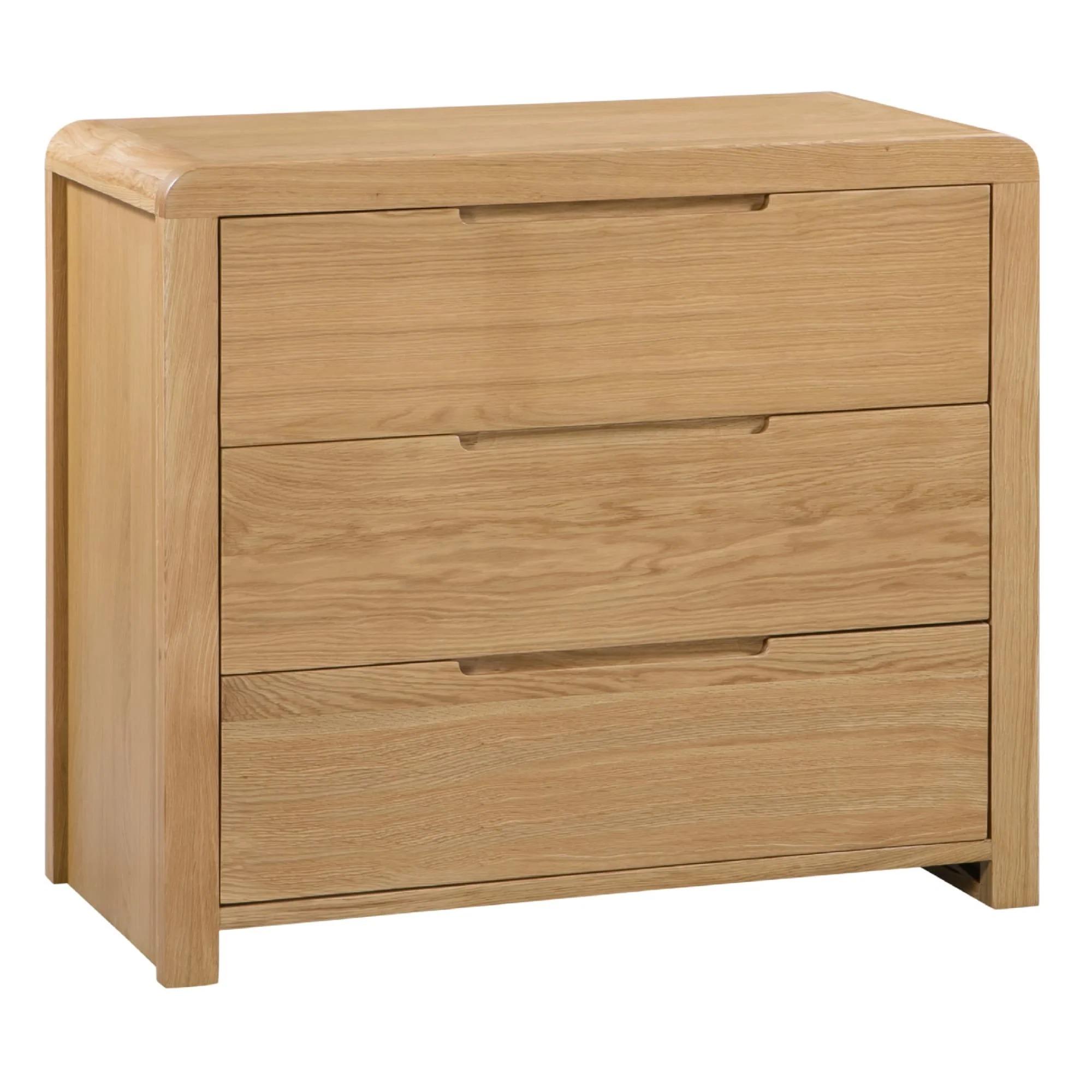 Curve Chest of Drawers - 3 Drawer - Small - Oak