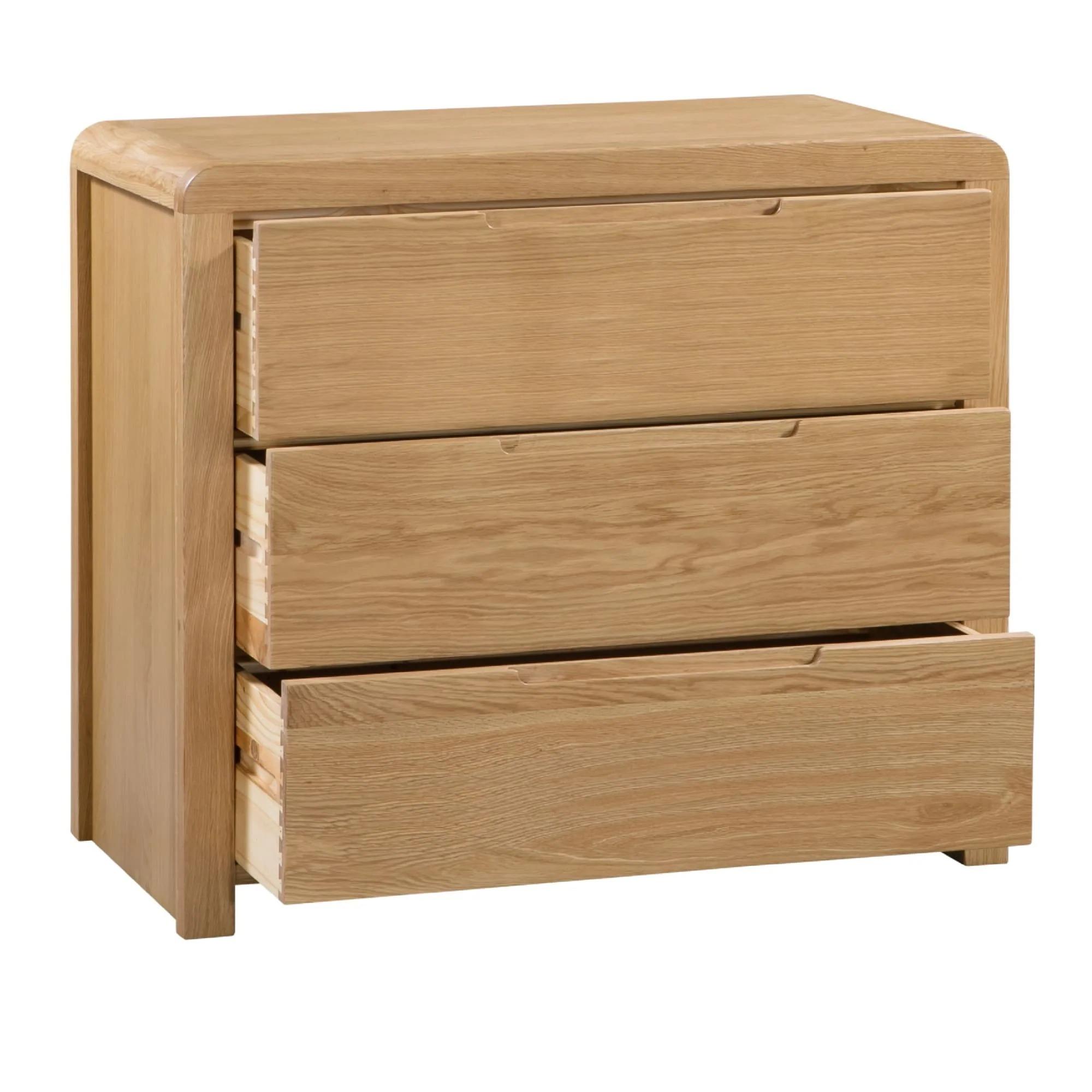 Curve Chest of Drawers - 3 Drawer - Small - Oak