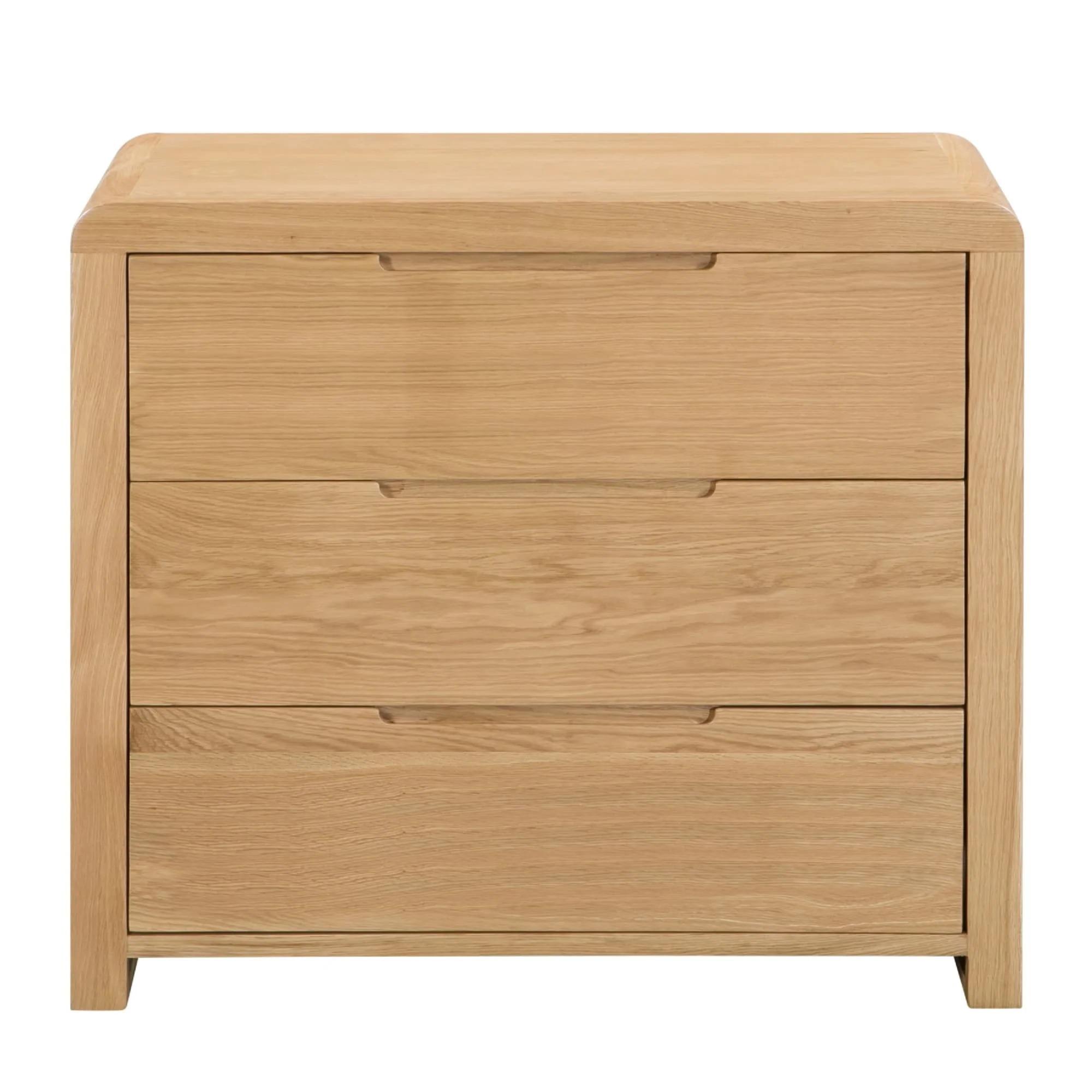 Curve Chest of Drawers - 3 Drawer - Small - Oak
