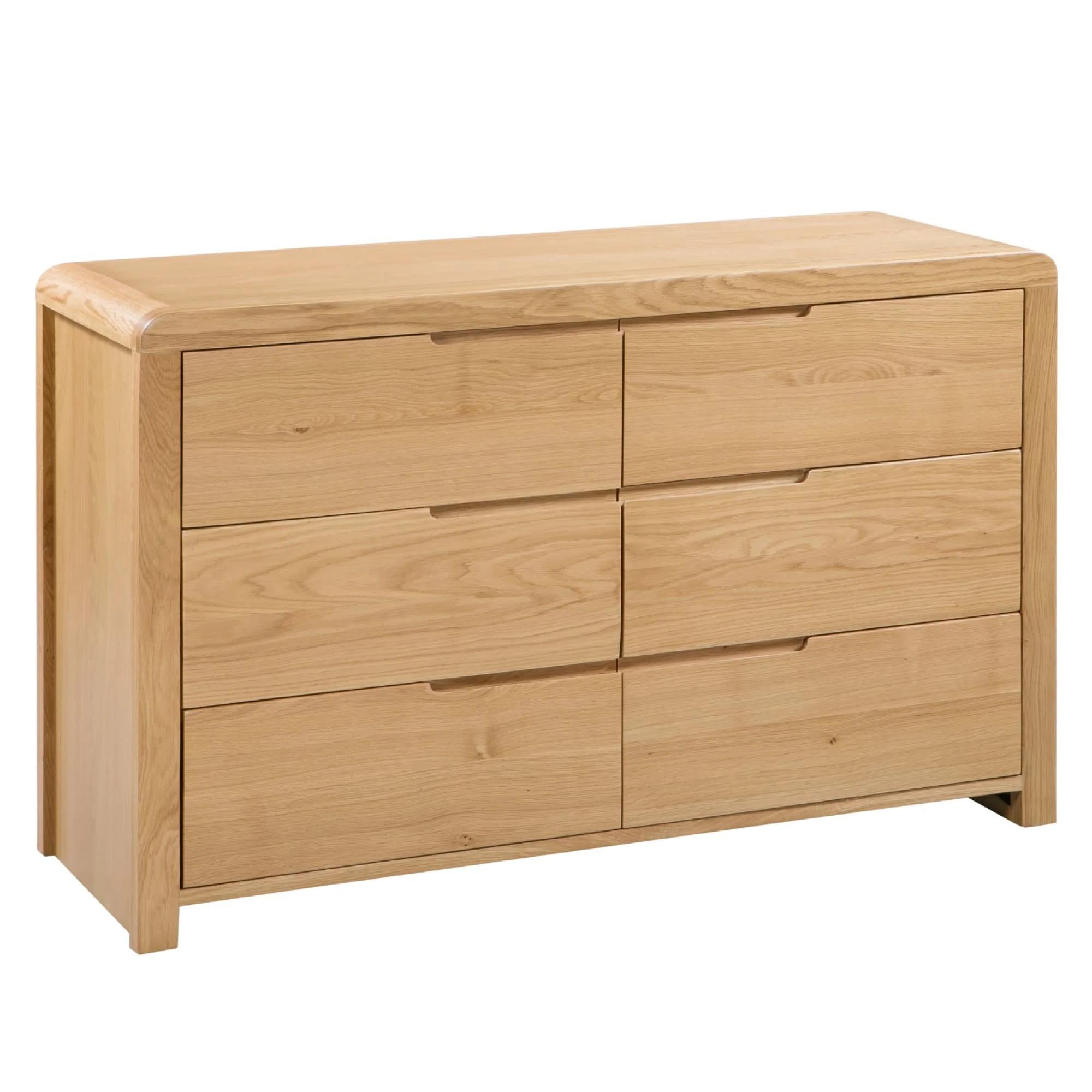 Curve Chest of Drawers - 6 Drawer - Wide - Oak