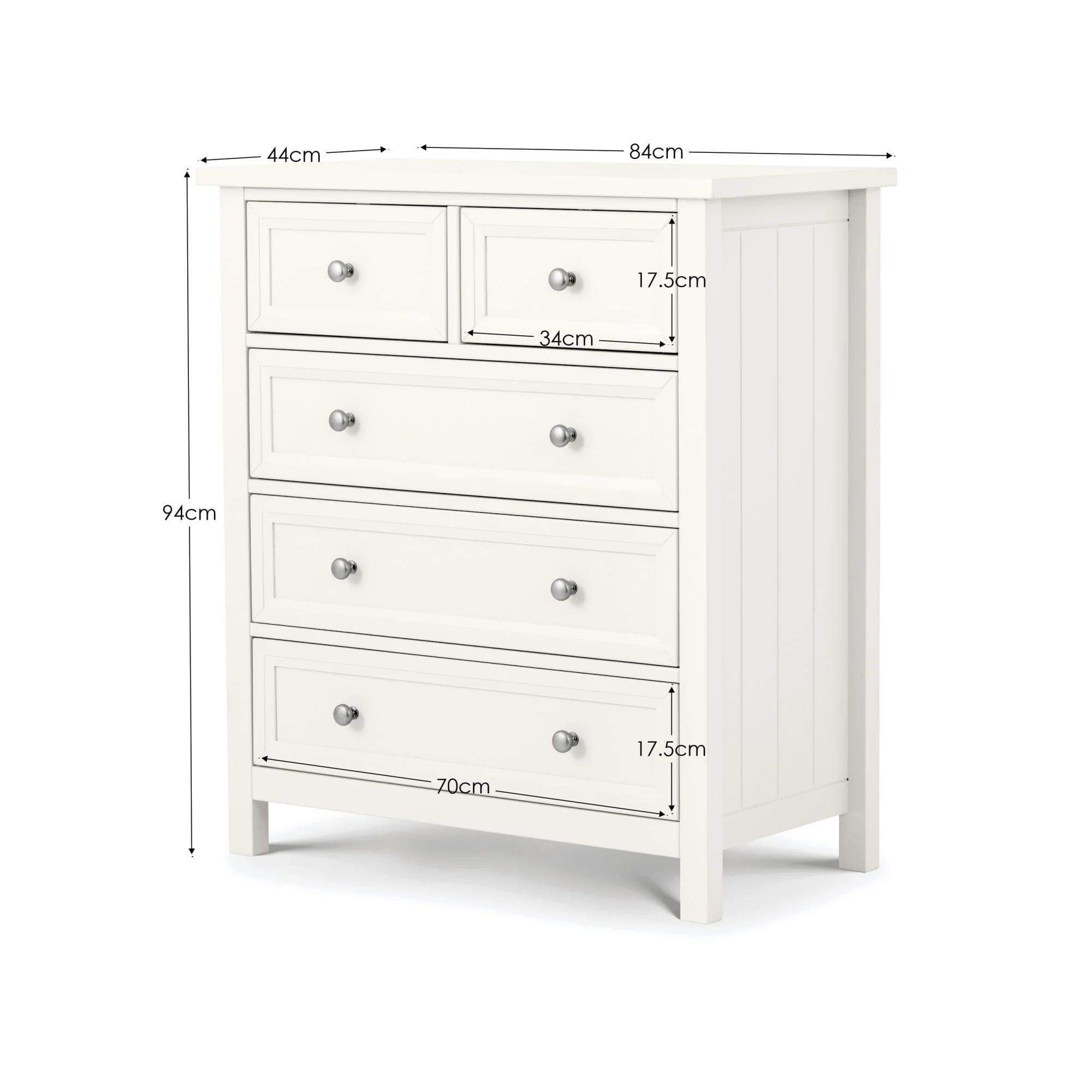 Maine Chest of Drawers - 3+2 Drawer - White